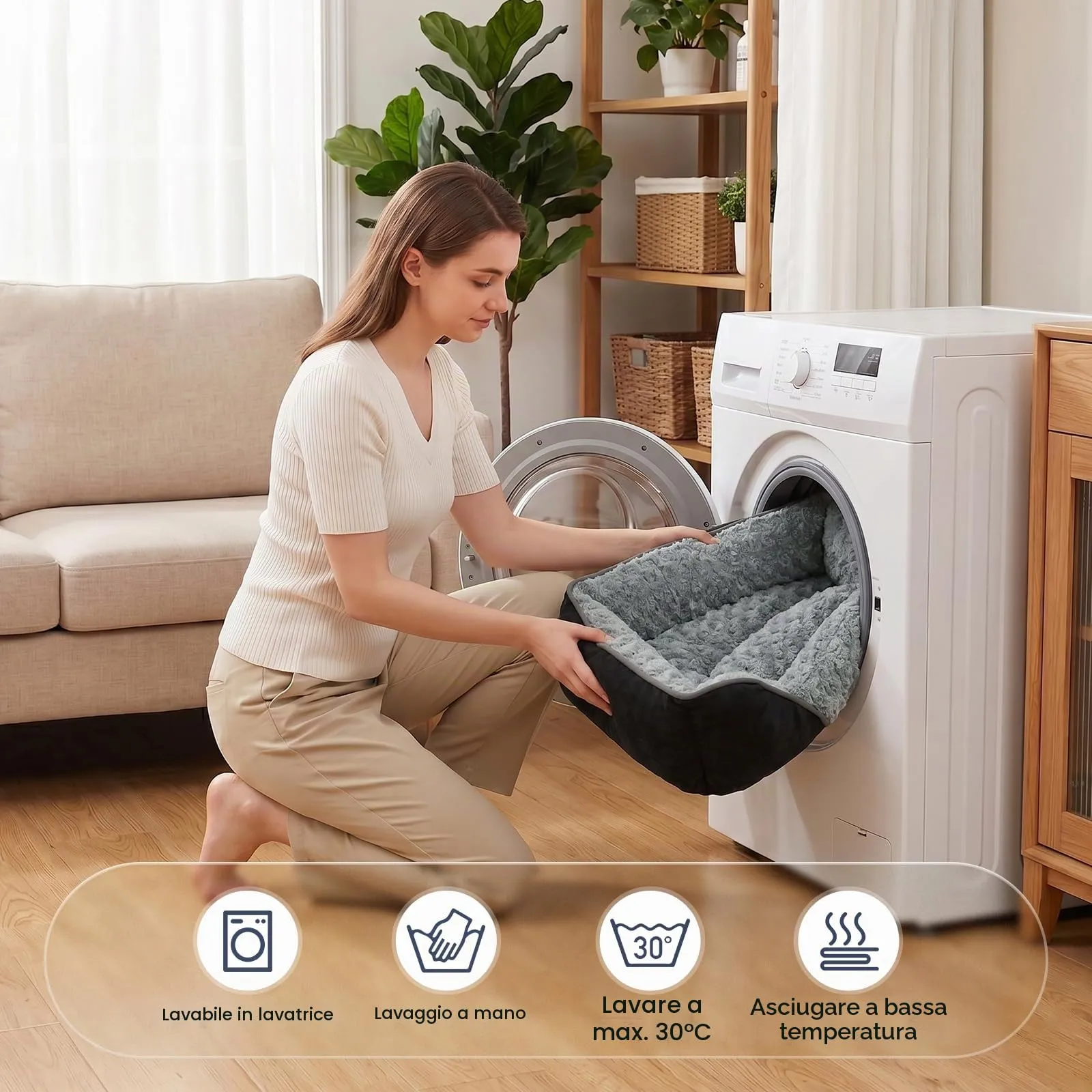 JOEJOY Cuccia Cane Interno Media Lavabile, 63x53x20cm - immagine 7