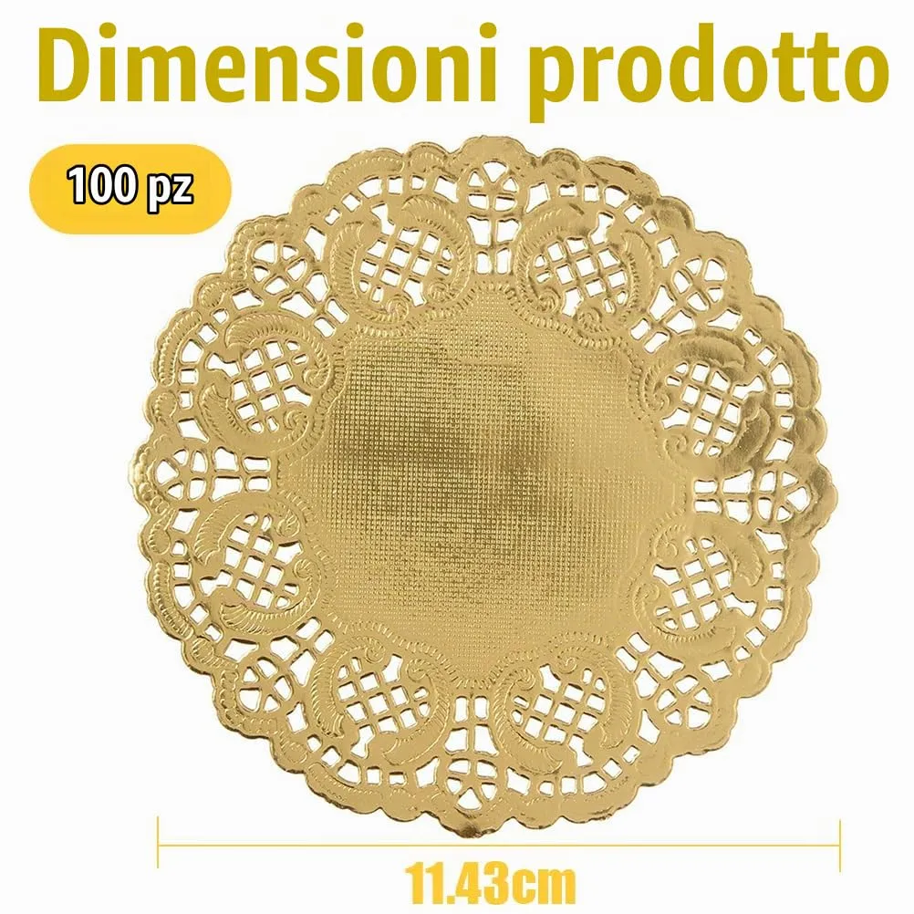 JchEnye Tovaglioli di Carta in Pizzo Dorati, 11,5 cm, 100 Pezzi - immagine 2