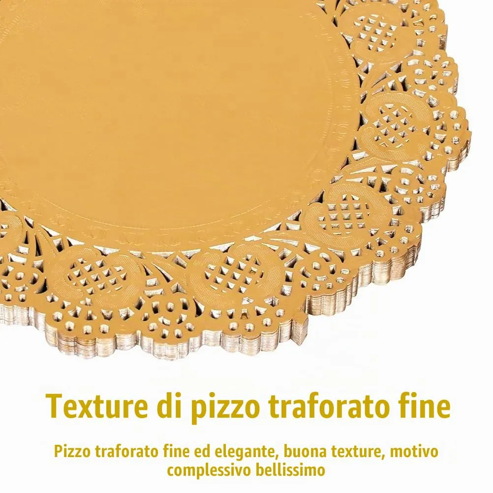 JchEnye Tovaglioli di Carta in Pizzo Dorati, 11,5 cm, 100 Pezzi - immagine 5