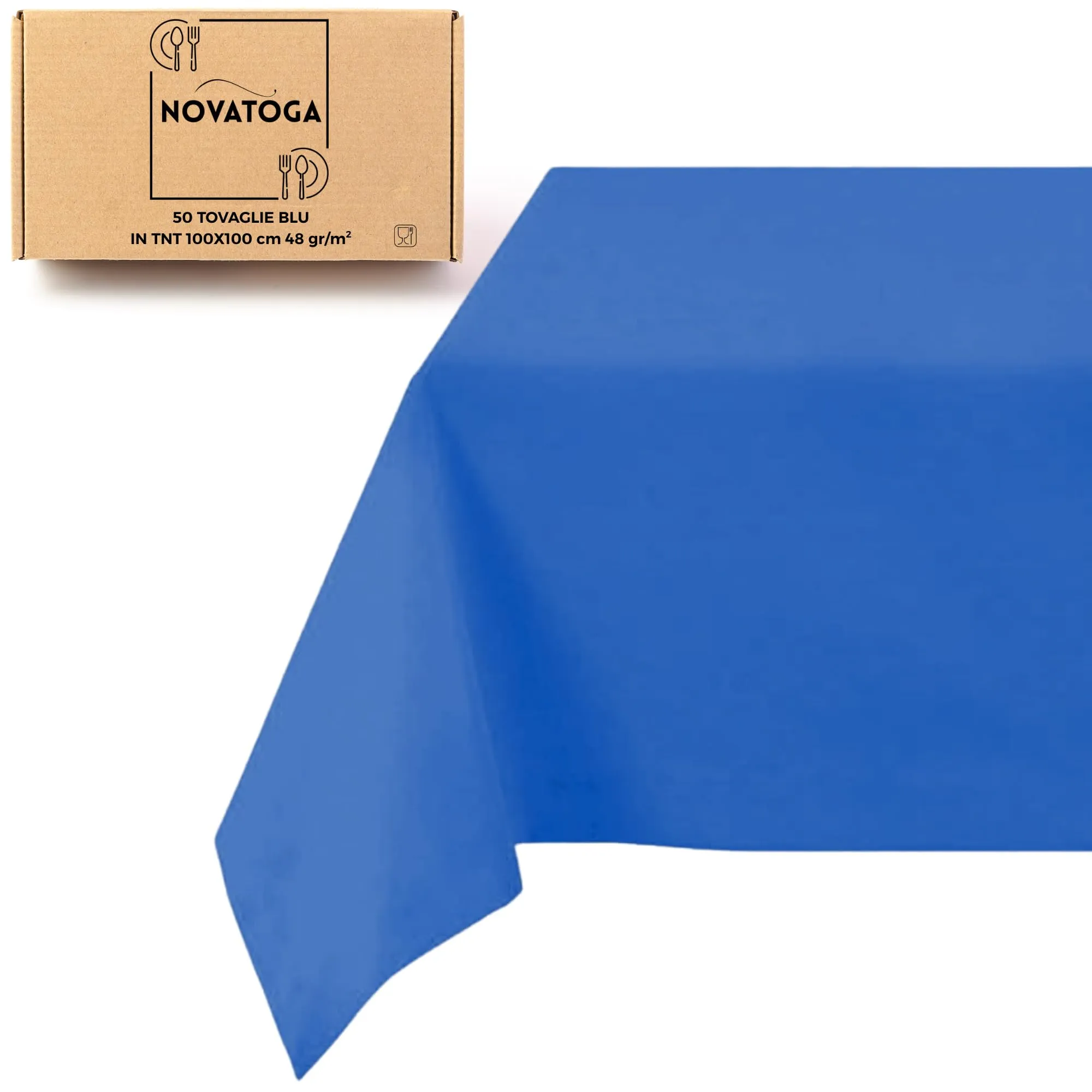 Tovaglie monouso in TNT blu cobalto 100x100 cm, 48gr, 25 pezzi - immagine 8