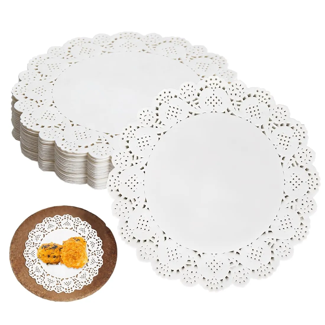 MUNZE Centrini in Pizzo Rotondi per Torte e Decorazioni Tavola, 11.5 cm, 150 Pezzi, Bianco - immagine 1
