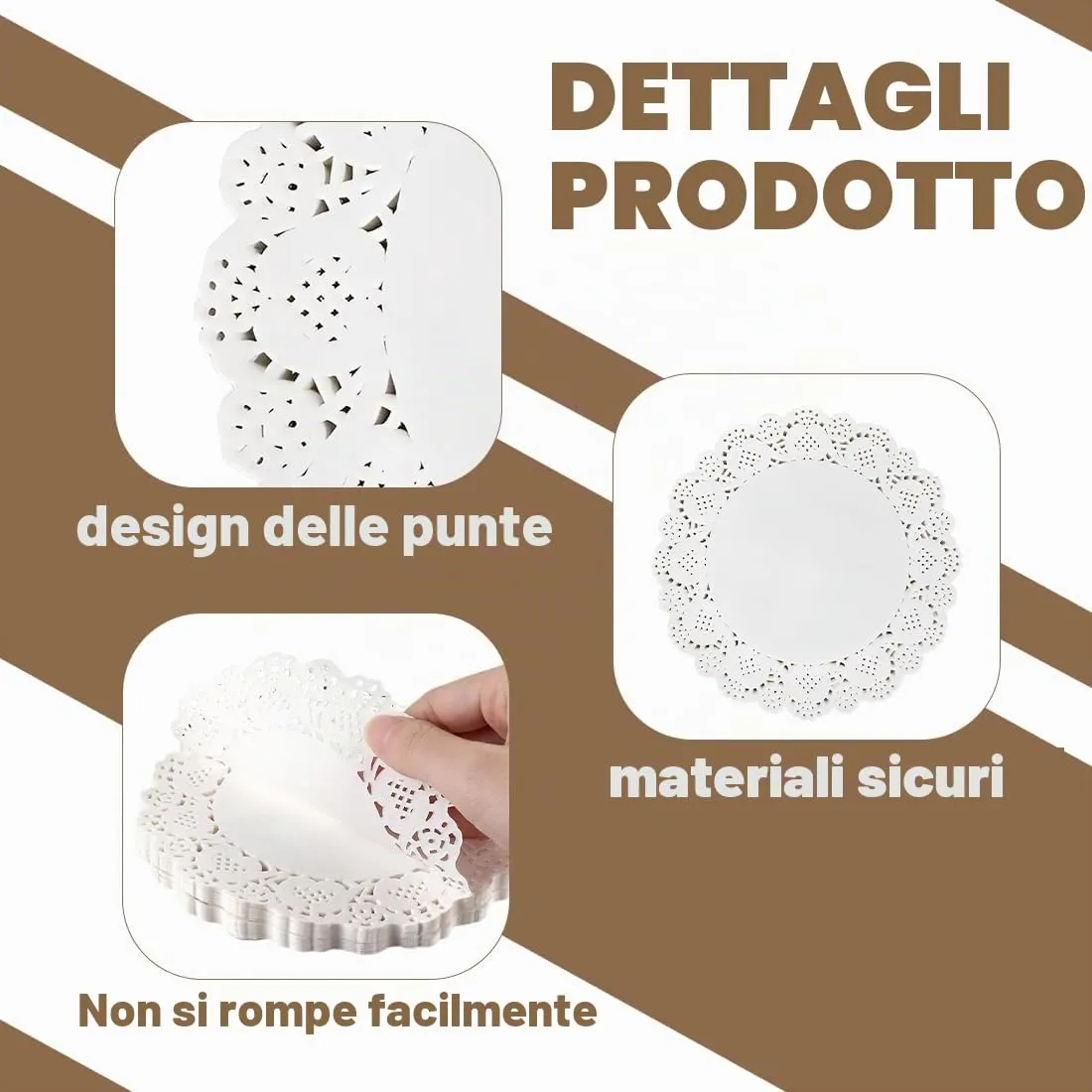 MUNZE Centrini in Pizzo Rotondi per Torte e Decorazioni Tavola, 11.5 cm, 150 Pezzi, Bianco - immagine 3