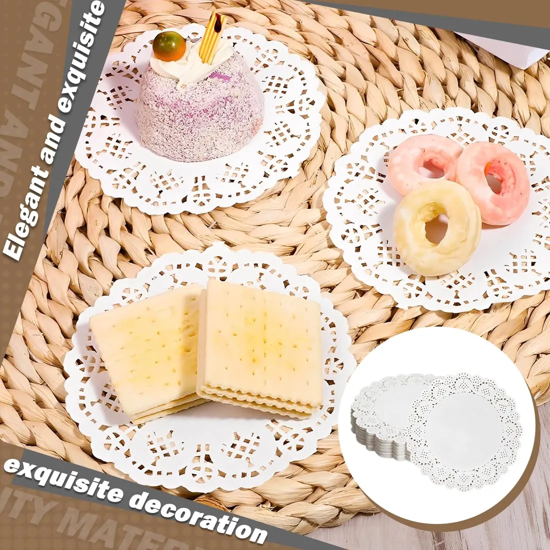 MUNZE Centrini in Pizzo Rotondi per Torte e Decorazioni Tavola, 11.5 cm, 150 Pezzi, Bianco - immagine 5