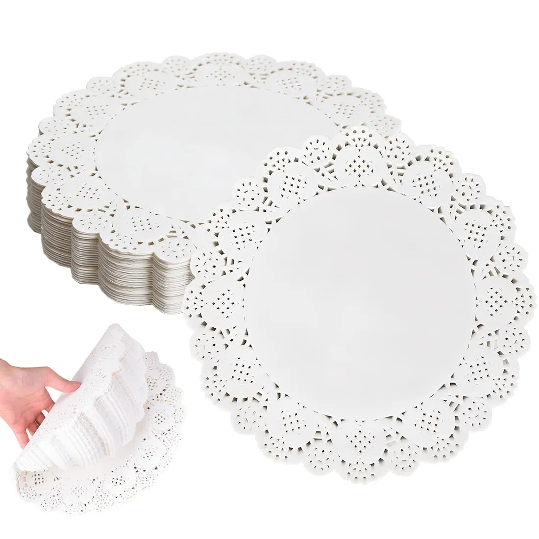 MUNZE Centrini in Pizzo Rotondi per Torte e Decorazioni Tavola, 11.5 cm, 150 Pezzi, Bianco - immagine 7