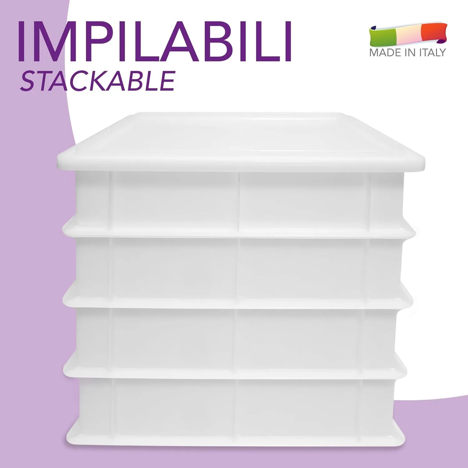 LUNEDA Set 2 Cassette Lievitazione con 1 Coperchio 40 x 30 cm, Contenitore per Impasto Pizza e Pane in Polietilene, 12 L - immagine 7