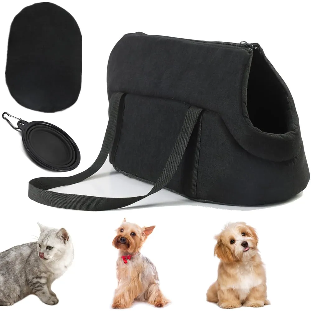 AzulLanse Trasportino Sling Carrier per Cani di Piccola Taglia e Gatti, Borsa da Viaggio in Tessuto Oxford, Nero - immagine 1