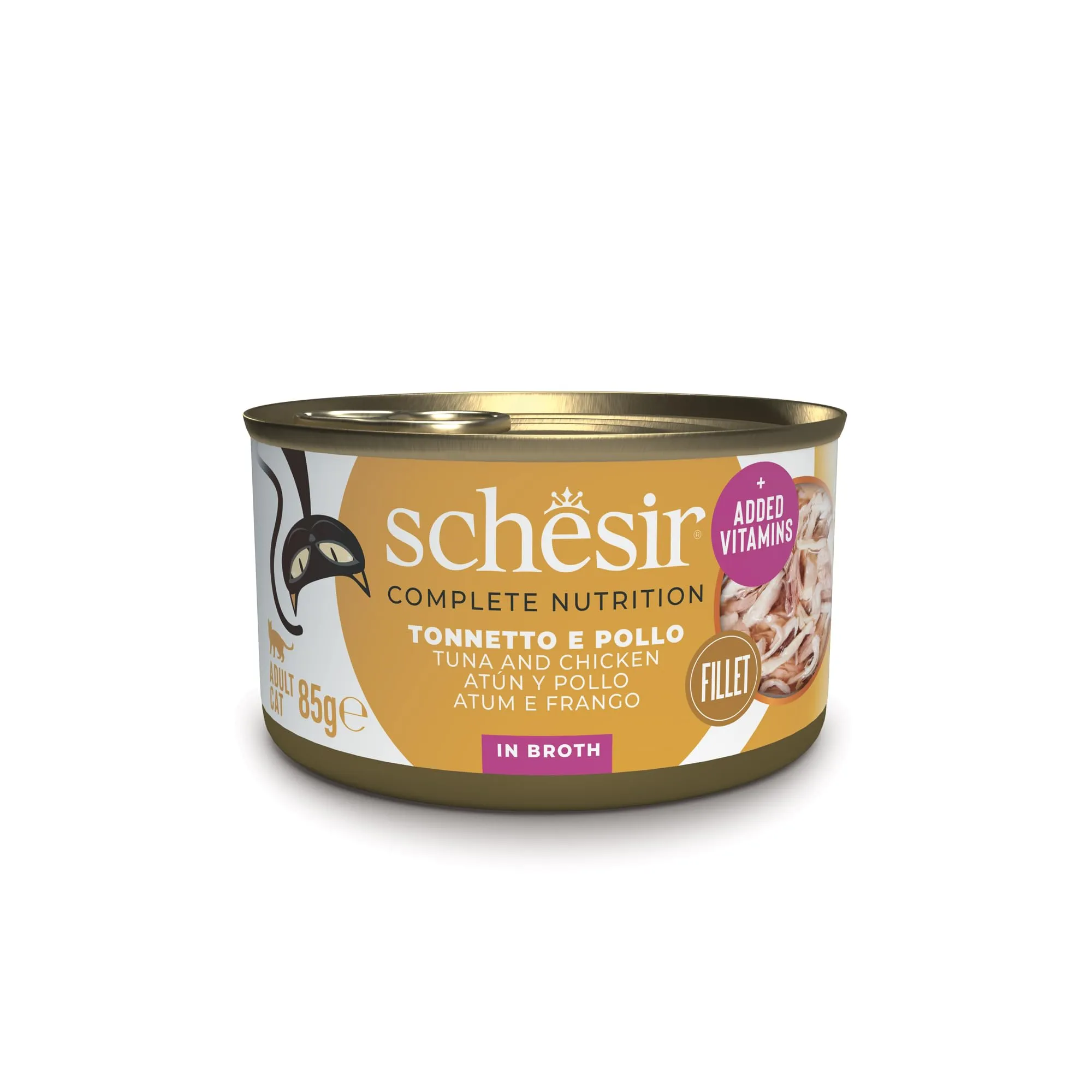 Schesir Tonnetto con Pollo in Brodo, Alimento Umido Completo per Gatti, 12 x 85g - immagine 1