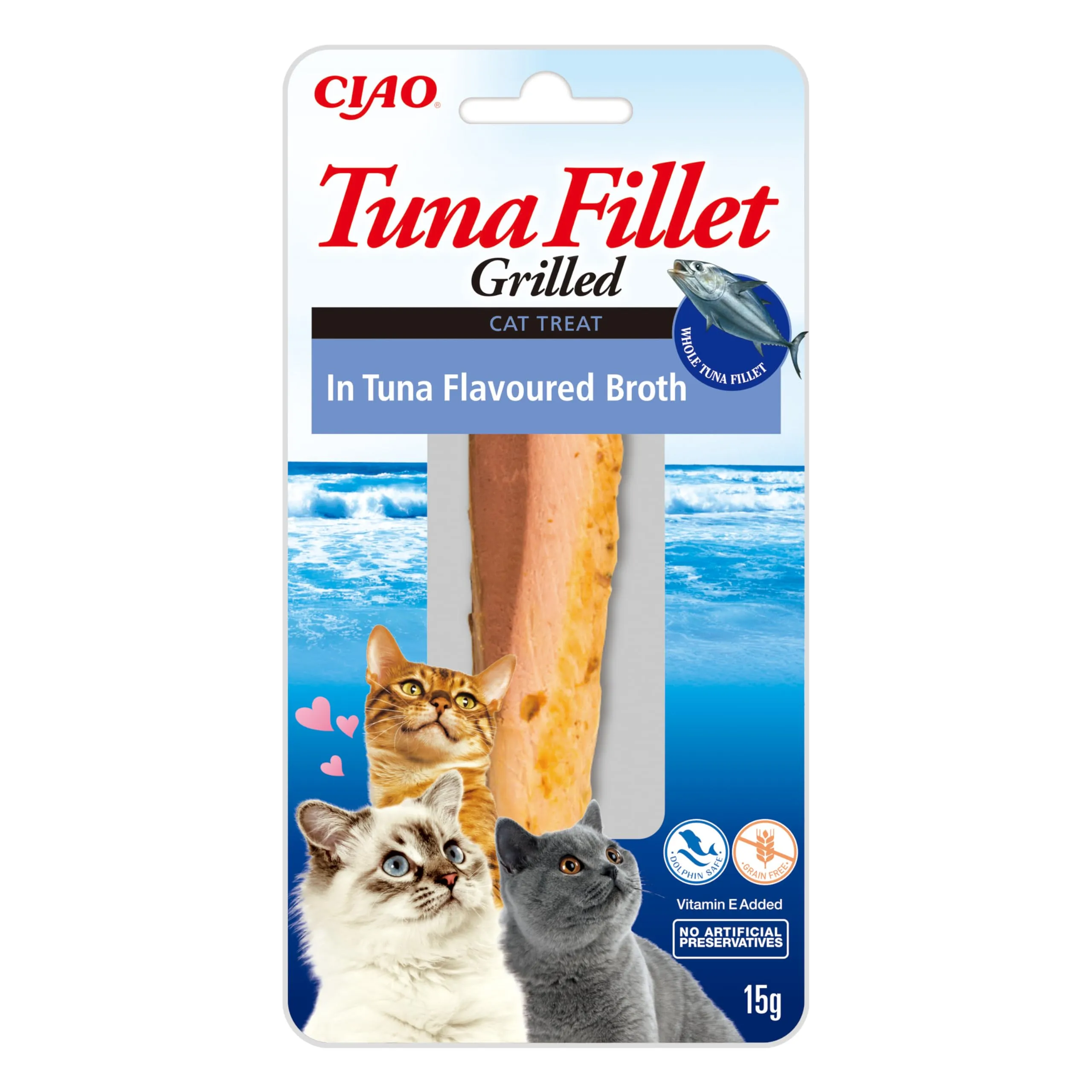 Inaba Filetti di Tonno Grigliato per Gatti in Brodo, 12 x 15g - immagine 1