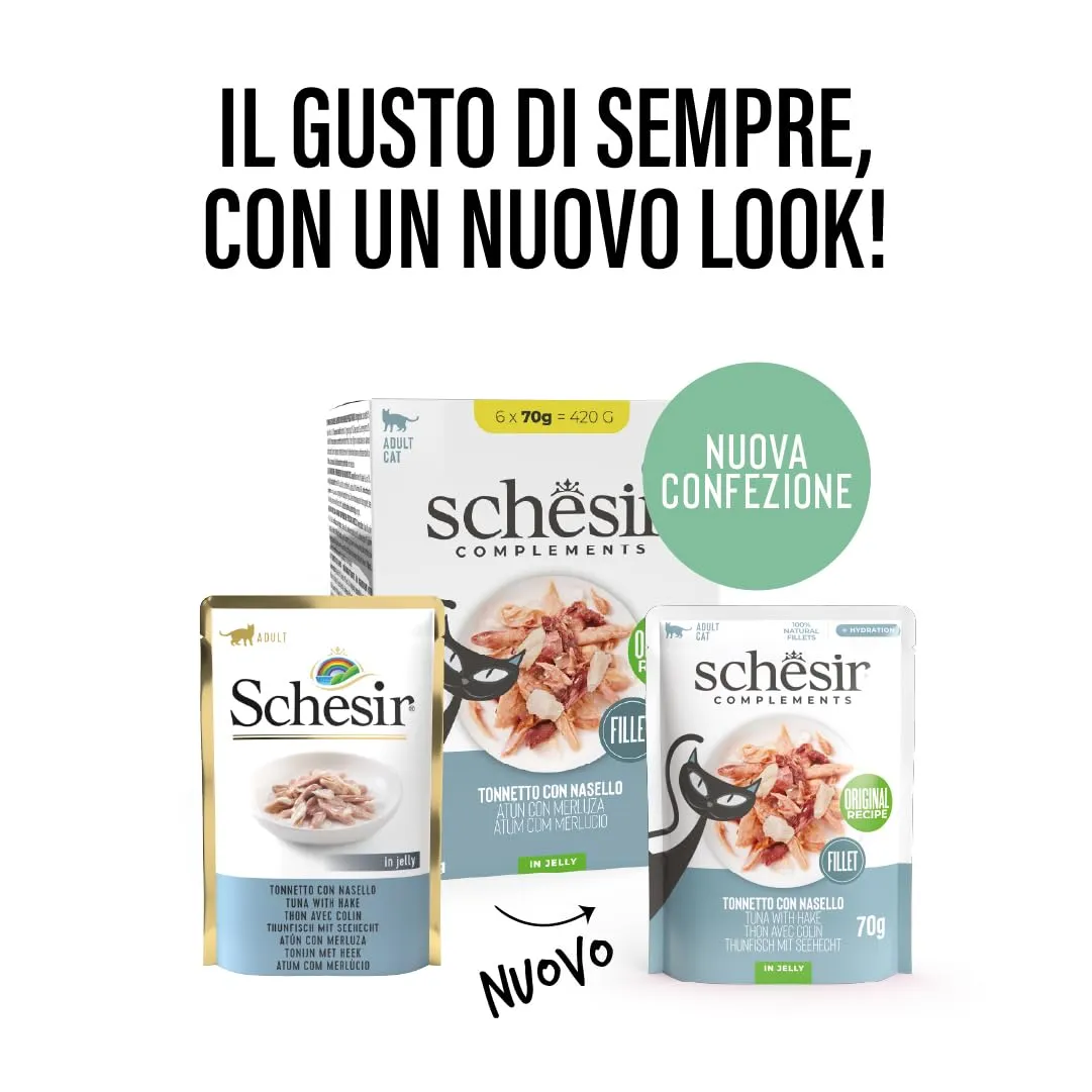 Schesir in Jelly Filetti di Tonno con Nasello per Gatti, 6 x 70 g - immagine 2