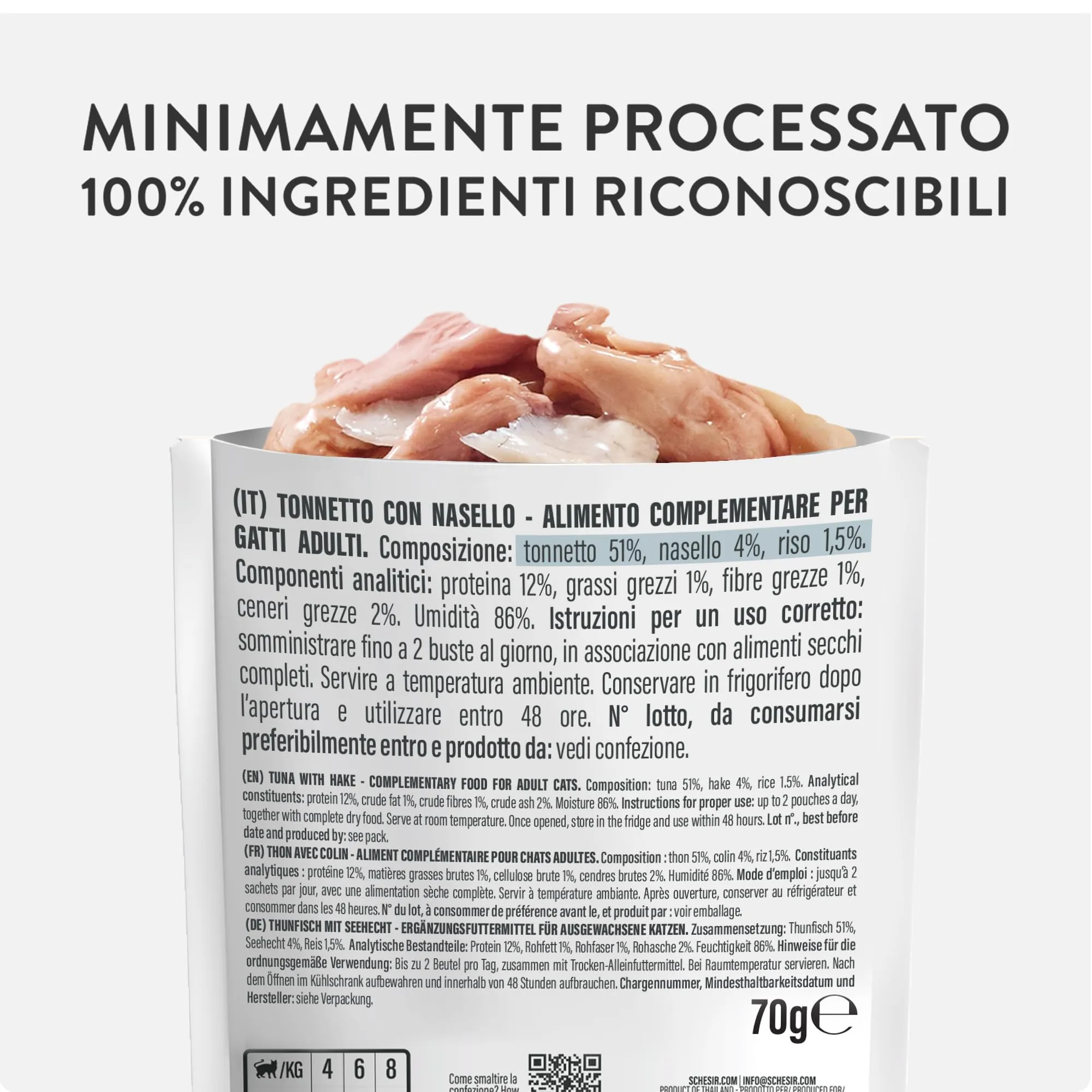 Schesir in Jelly Filetti di Tonno con Nasello per Gatti, 6 x 70 g - immagine 4