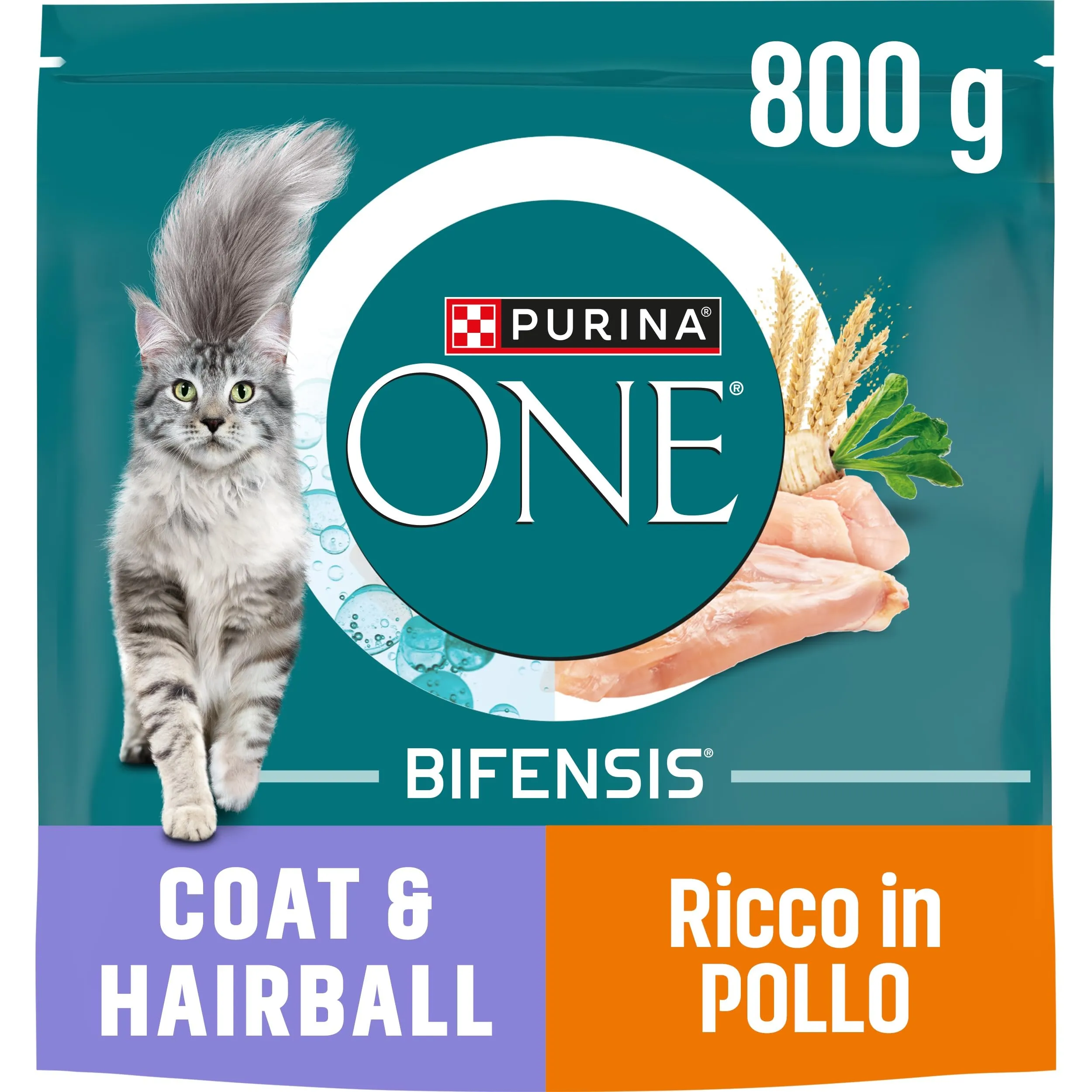 Purina ONE Bifensis Coat & Hairball Crocchette per Gatti Adulti Pollo e Cereali Integrali, 8 x 800g - immagine 3