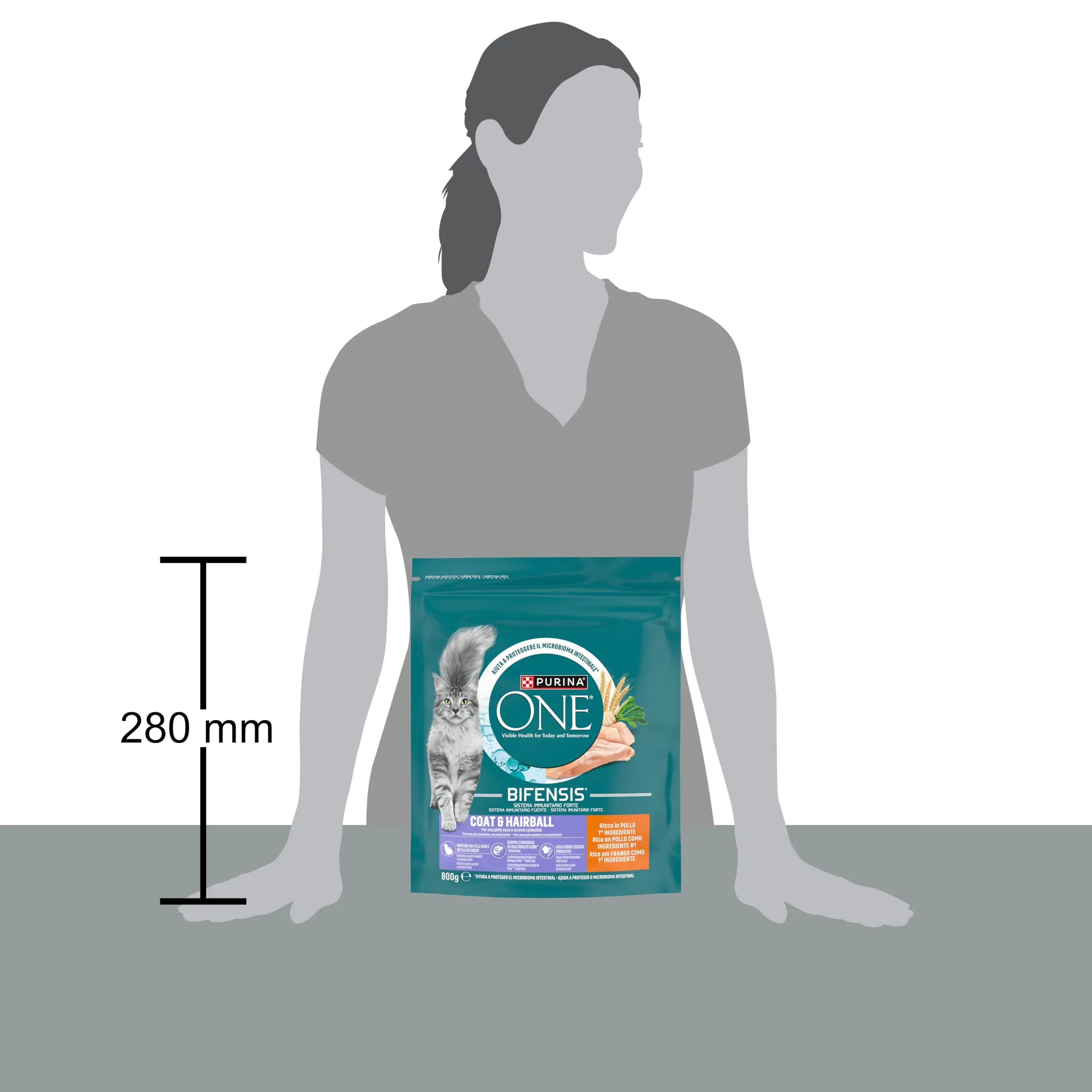 Purina ONE Bifensis Coat & Hairball Crocchette per Gatti Adulti Pollo e Cereali Integrali, 8 x 800g - immagine 5