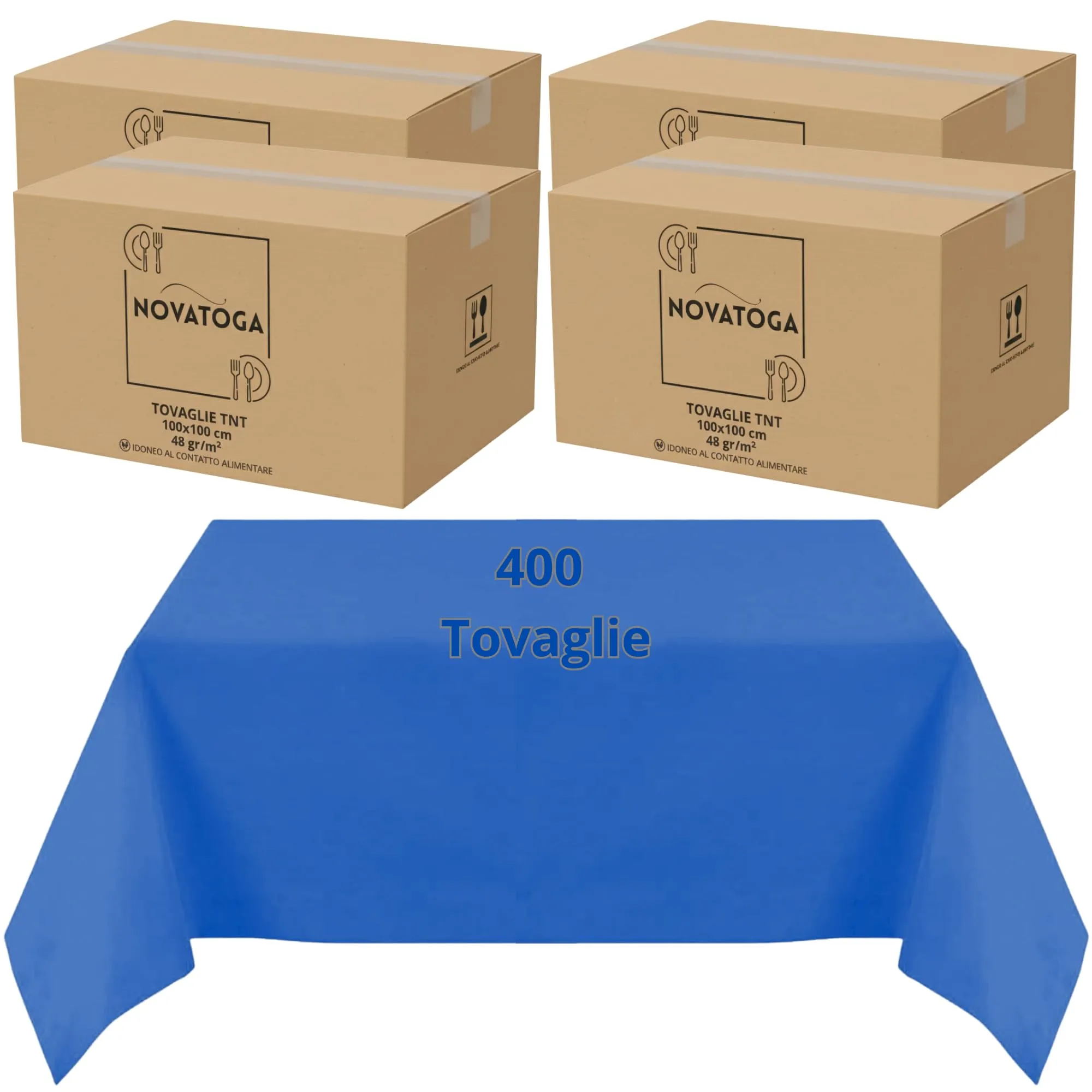 Tovaglie coprimacchia monouso in TNT Blu Cobalto 100x100 cm, alta grammatura 48gr (400 pezzi) - immagine 1
