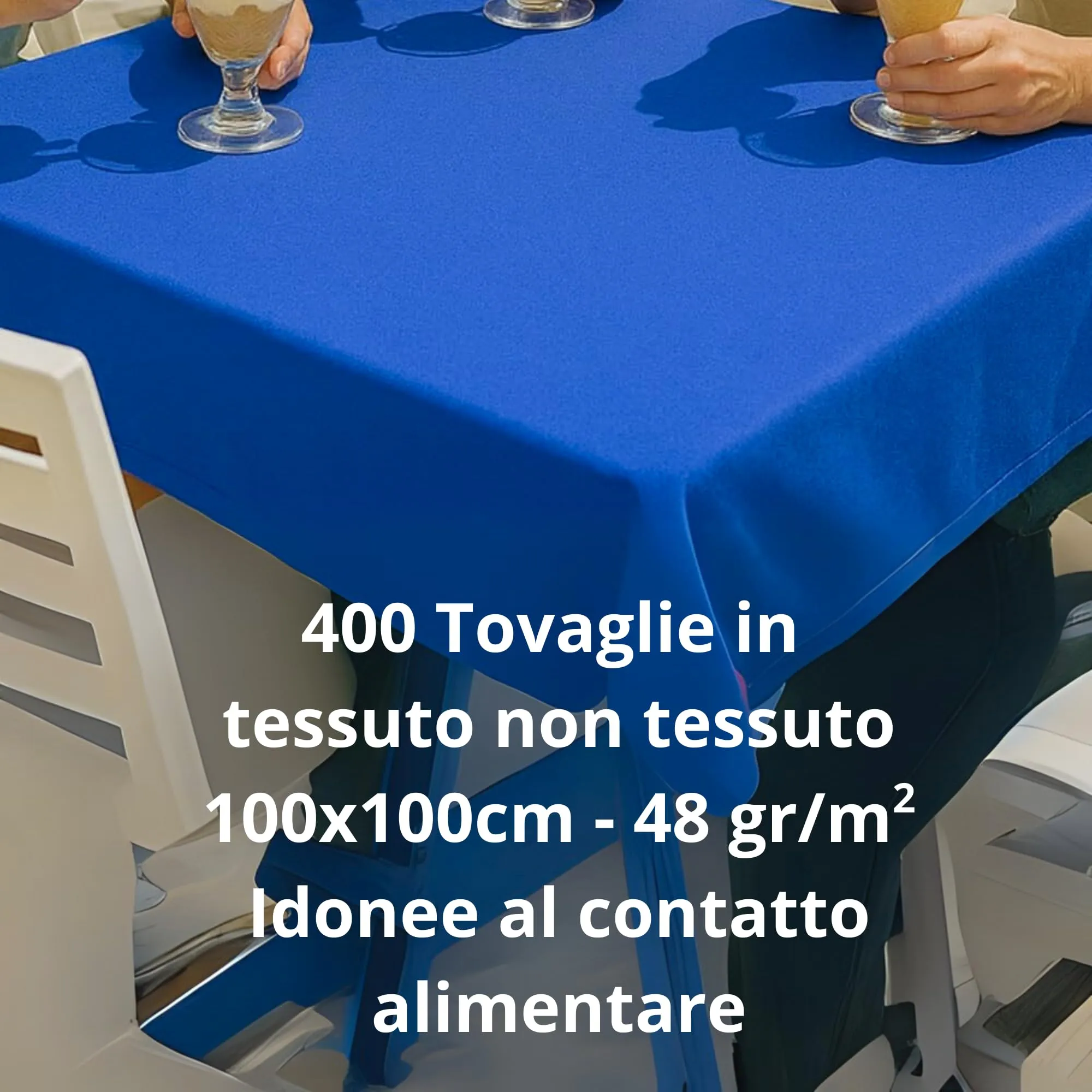 Tovaglie coprimacchia monouso in TNT Blu Cobalto 100x100 cm, alta grammatura 48gr (400 pezzi) - immagine 3