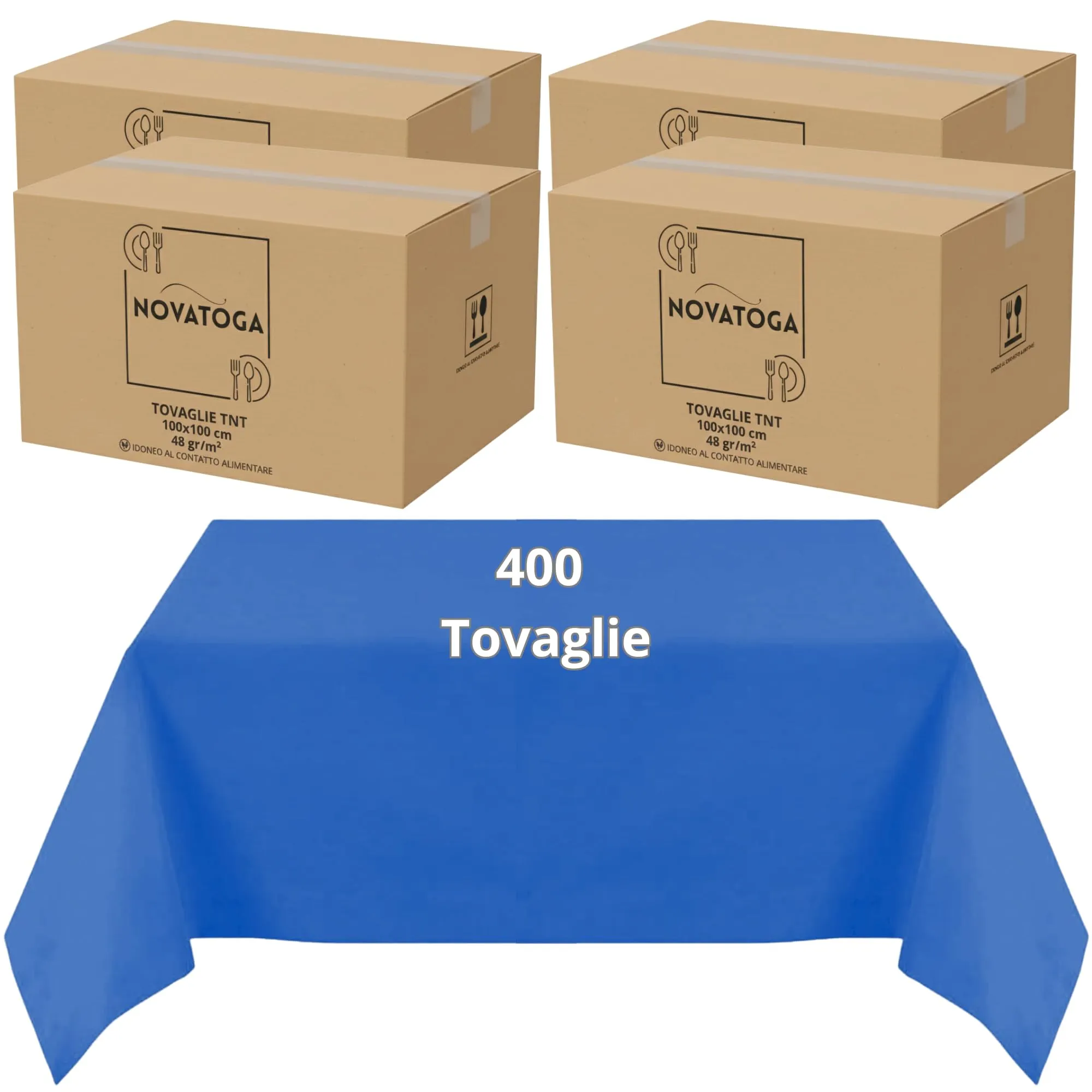 Tovaglie coprimacchia monouso in TNT Blu Cobalto 100x100 cm, alta grammatura 48gr (400 pezzi) - immagine 8