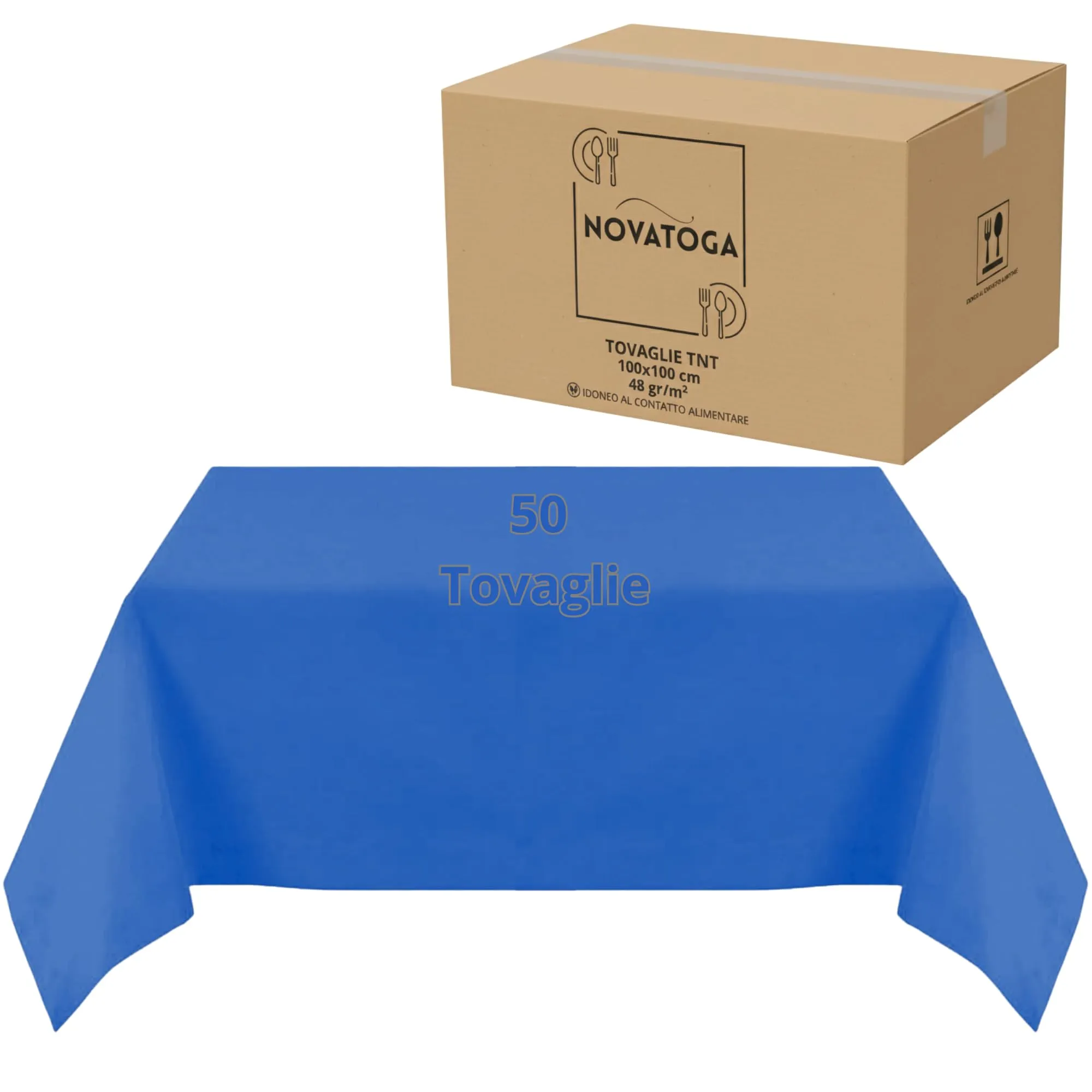 Tovaglie Coprimacchia Monouso TNT Blu Cobalto 100x100 cm, 48gr (50 pezzi) - immagine 1