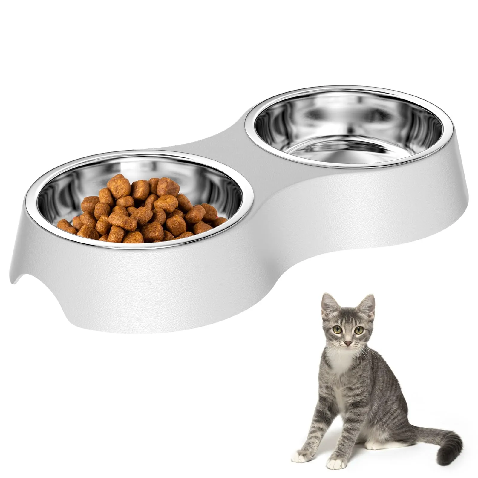 Luazvilkpsar Set di 2 Ciotole per Cani e Gatti, Grigio - immagine 1