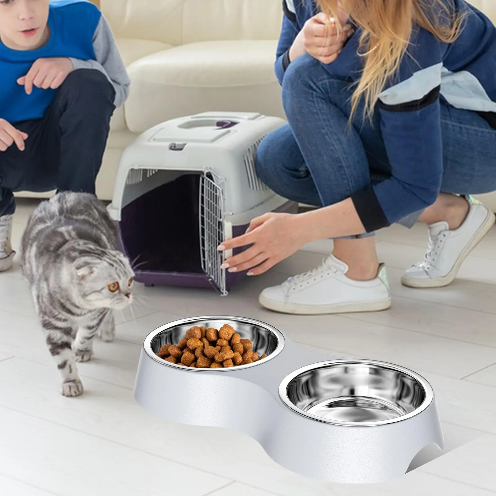 Luazvilkpsar Set di 2 Ciotole per Cani e Gatti, Grigio - immagine 5