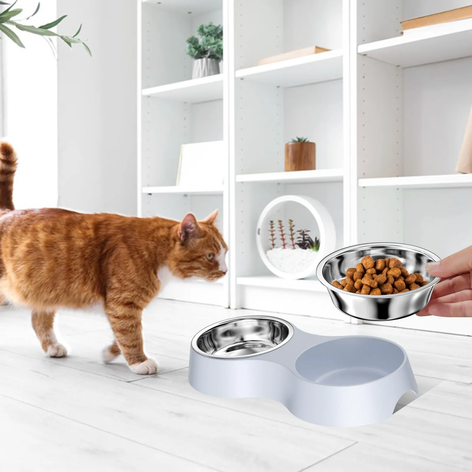 Luazvilkpsar Set di 2 Ciotole per Cani e Gatti, Grigio - immagine 7