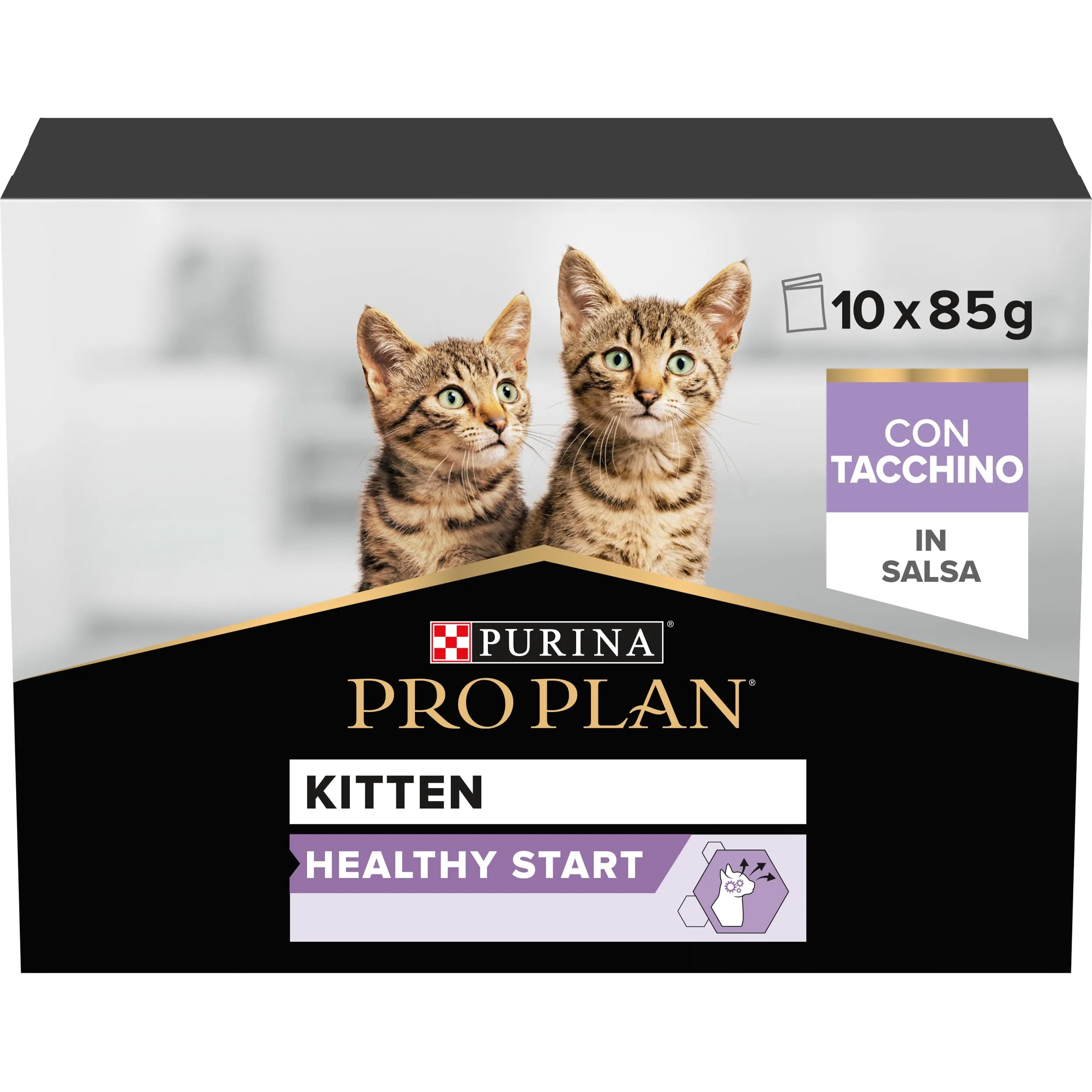Purina Pro Plan Kitten Cibo Umido Pezzettini in Salsa Tacchino, 40 Bustine da 85g - immagine 1