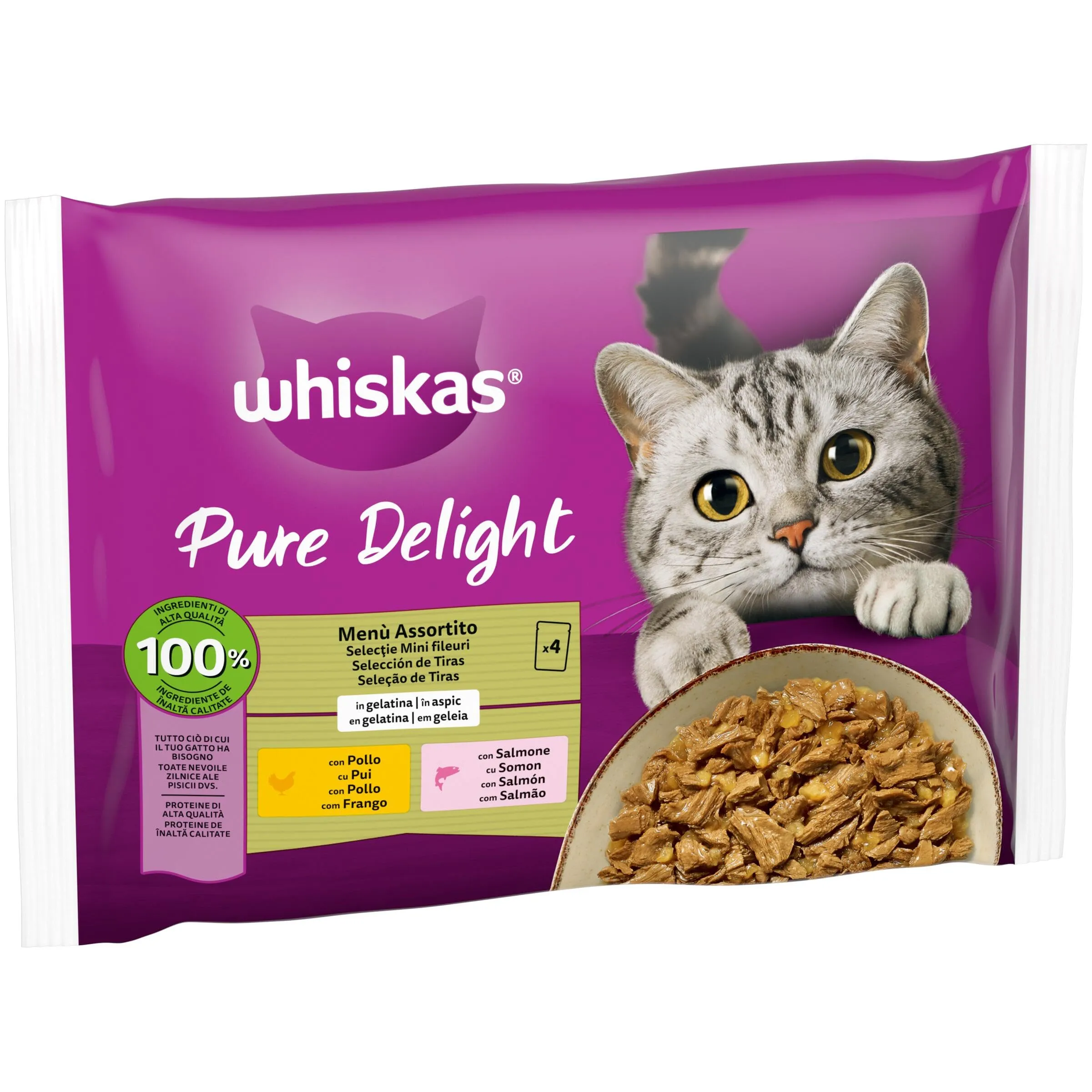 Whiskas Pure Delight Menù Assortito 1+ Anni, Cibo Umido per Gatto, 52 Bustine da 85g - immagine 2