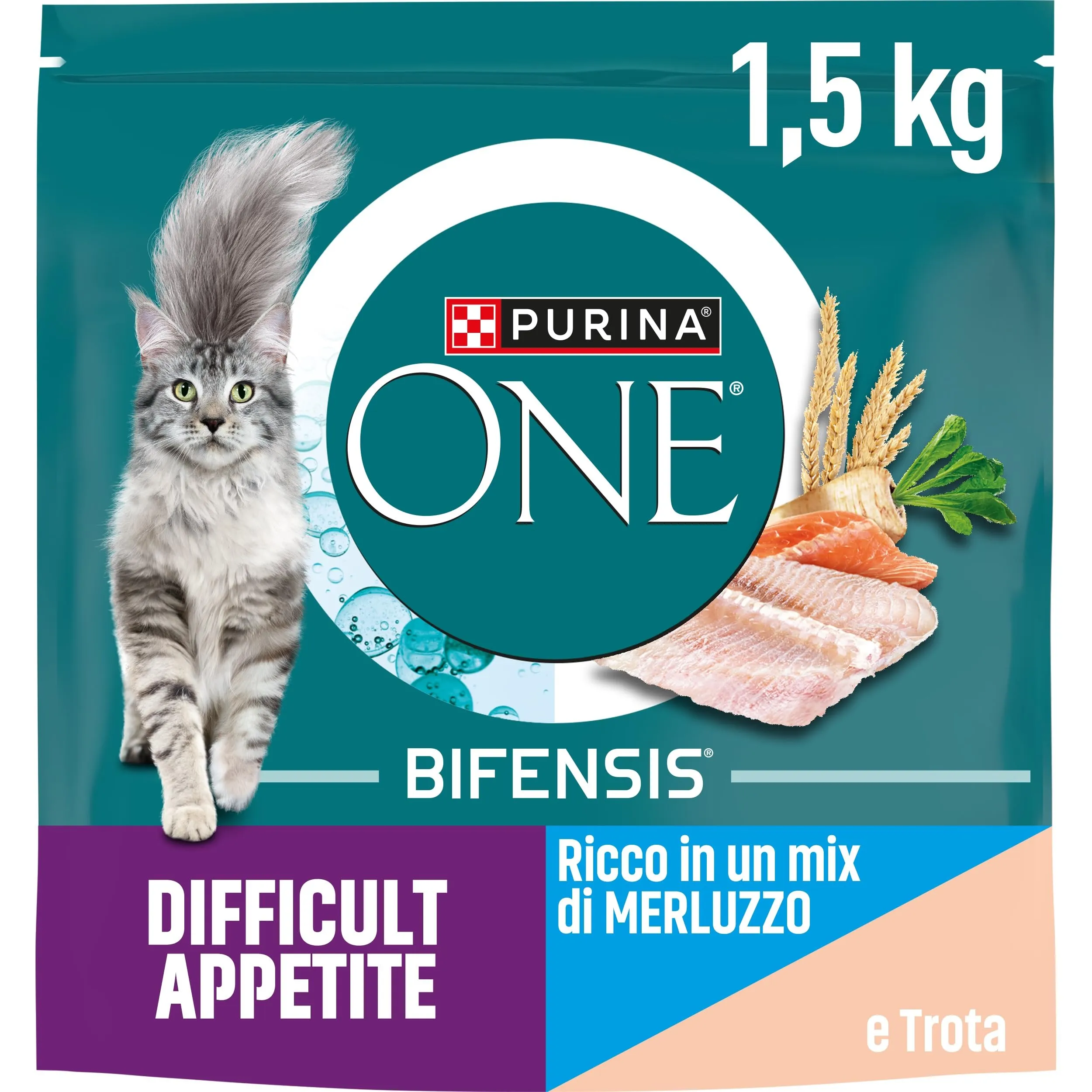 Purina One Bifensis Appetito Difficile Crocchette per Gatti Adulti con Merluzzo e Trota, 6 x 1.5kg - immagine 2