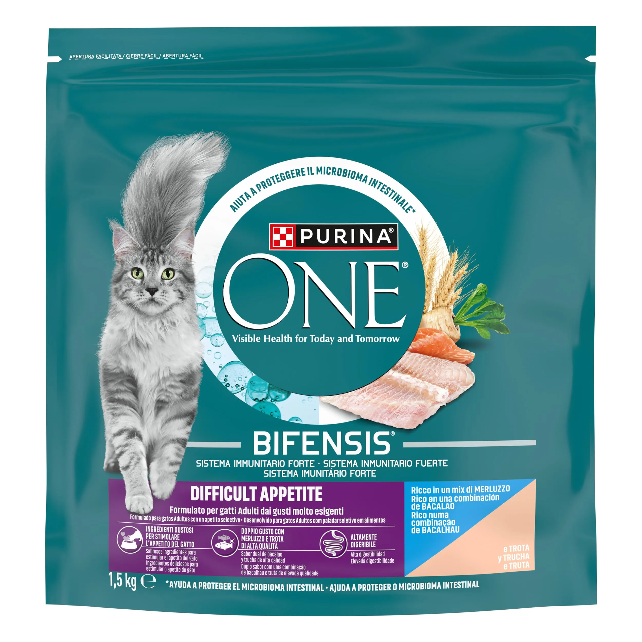 Purina One Bifensis Appetito Difficile Crocchette per Gatti Adulti con Merluzzo e Trota, 6 x 1.5kg - immagine 3