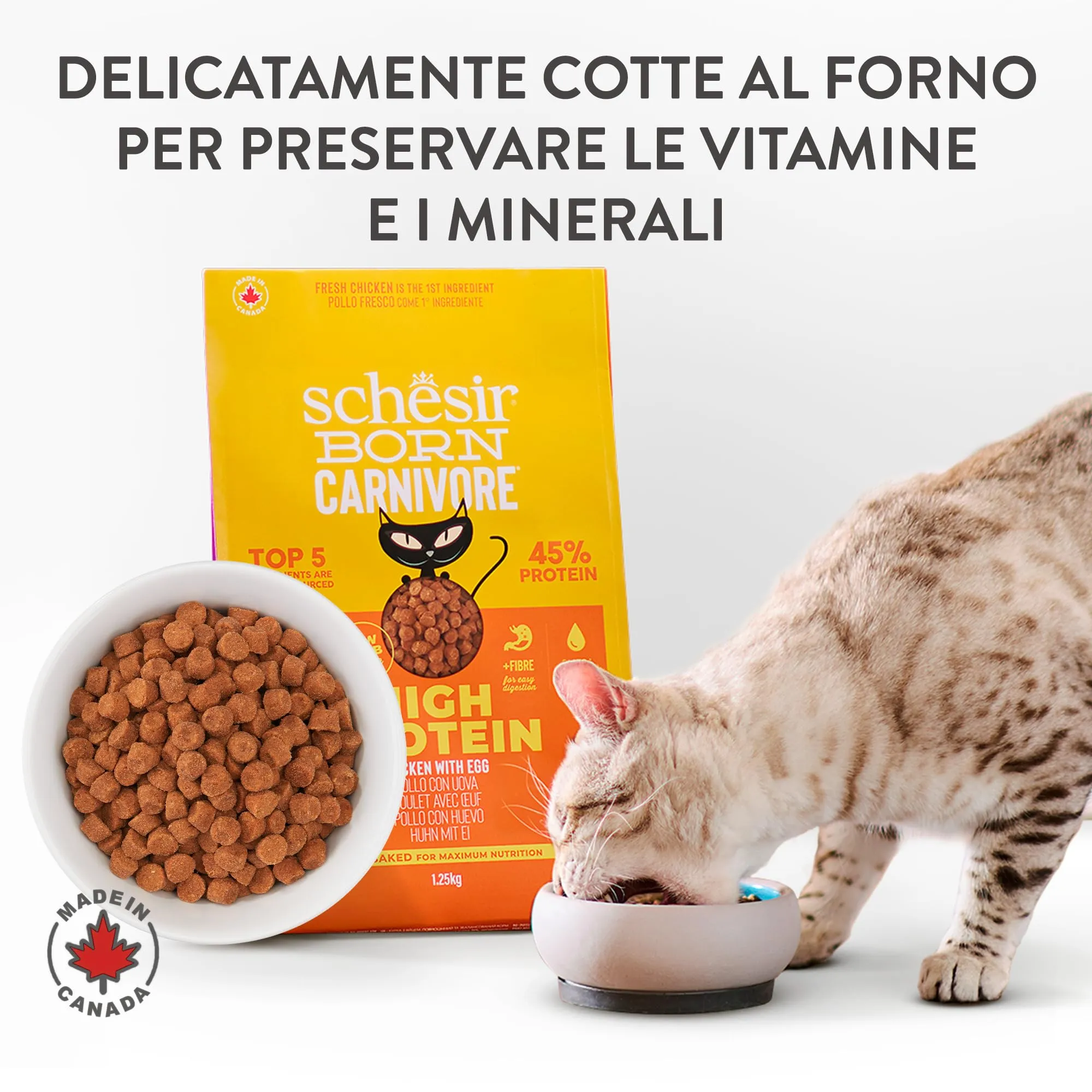 Schesir Born Carnivore Pollo e Uovo, Crocchette per Gatti Adulti, 1,25kg - immagine 6