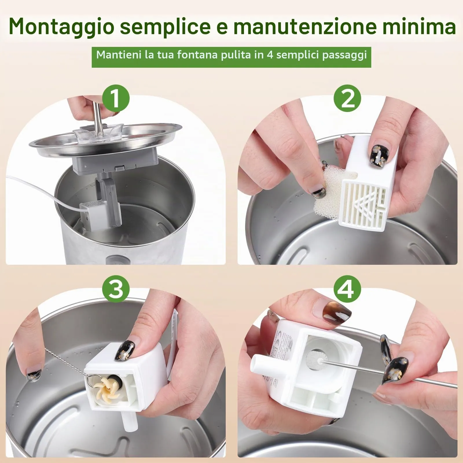 Zivacate Filtri per Fontanella per Gatti, 8 Filtri e 8 Spugne - immagine 6