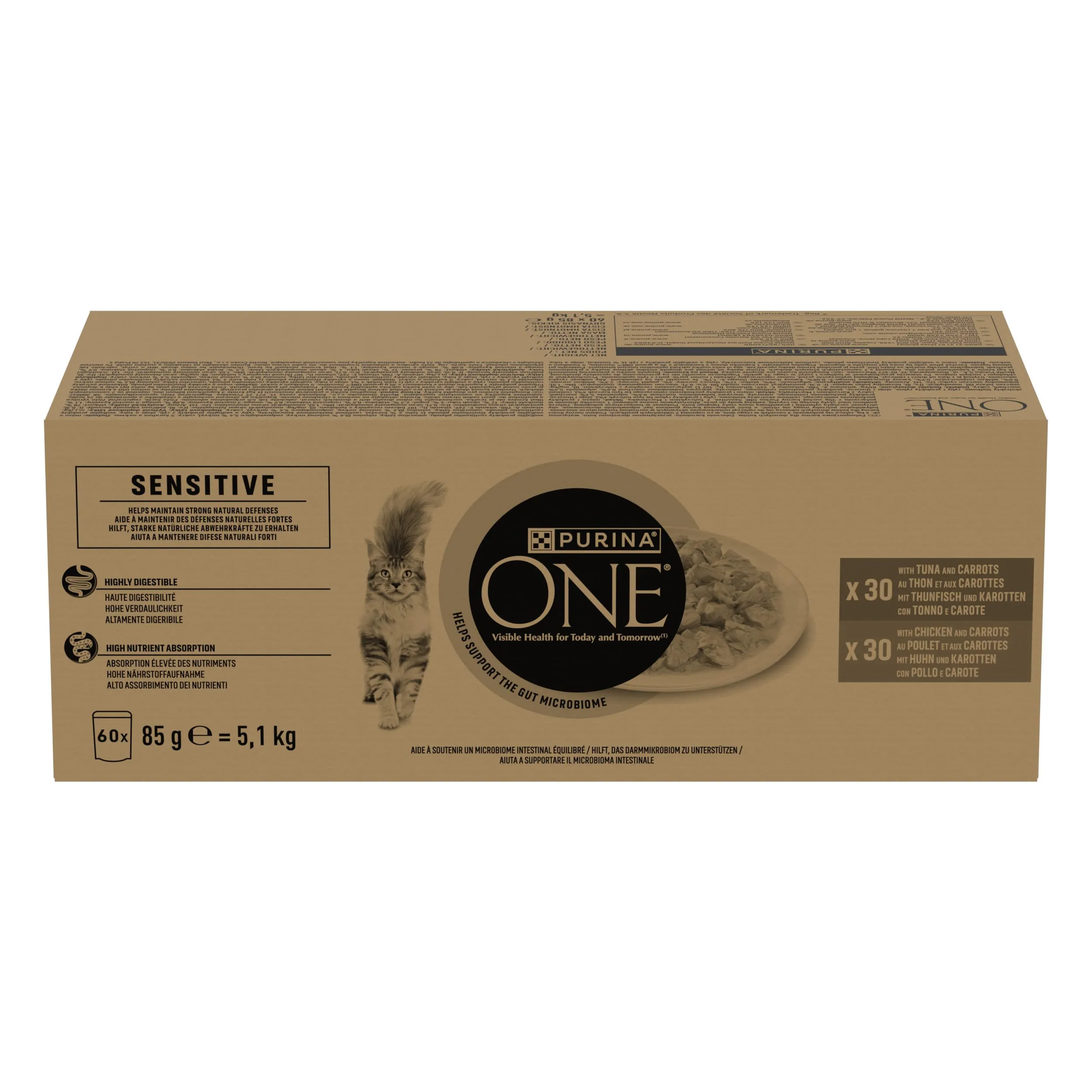 Purina ONE Sensitive Cibo Umido per Gatti Adulti, 60 Bustine da 85g - immagine 3