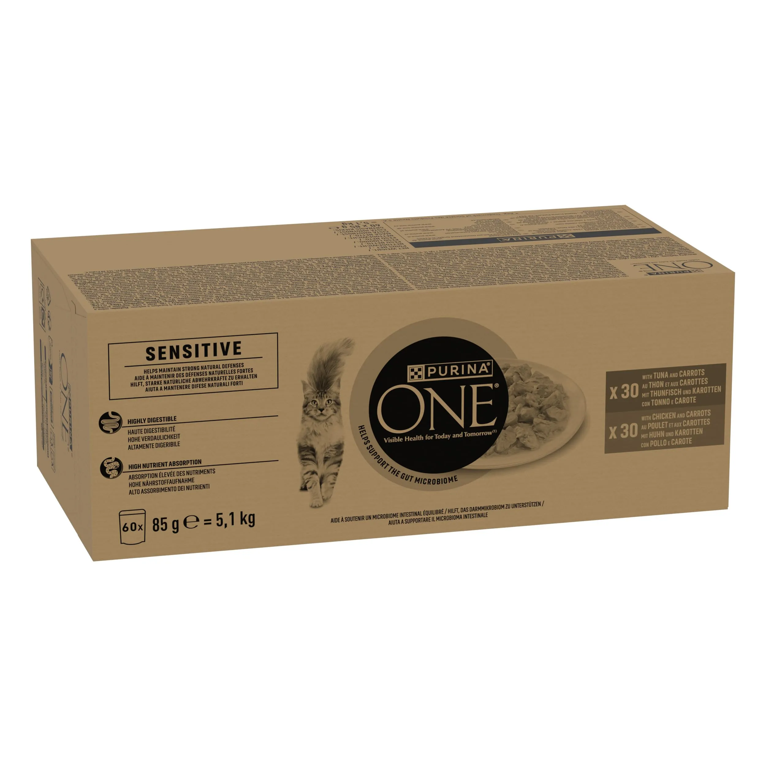 Purina ONE Sensitive Cibo Umido per Gatti Adulti, 60 Bustine da 85g - immagine 4
