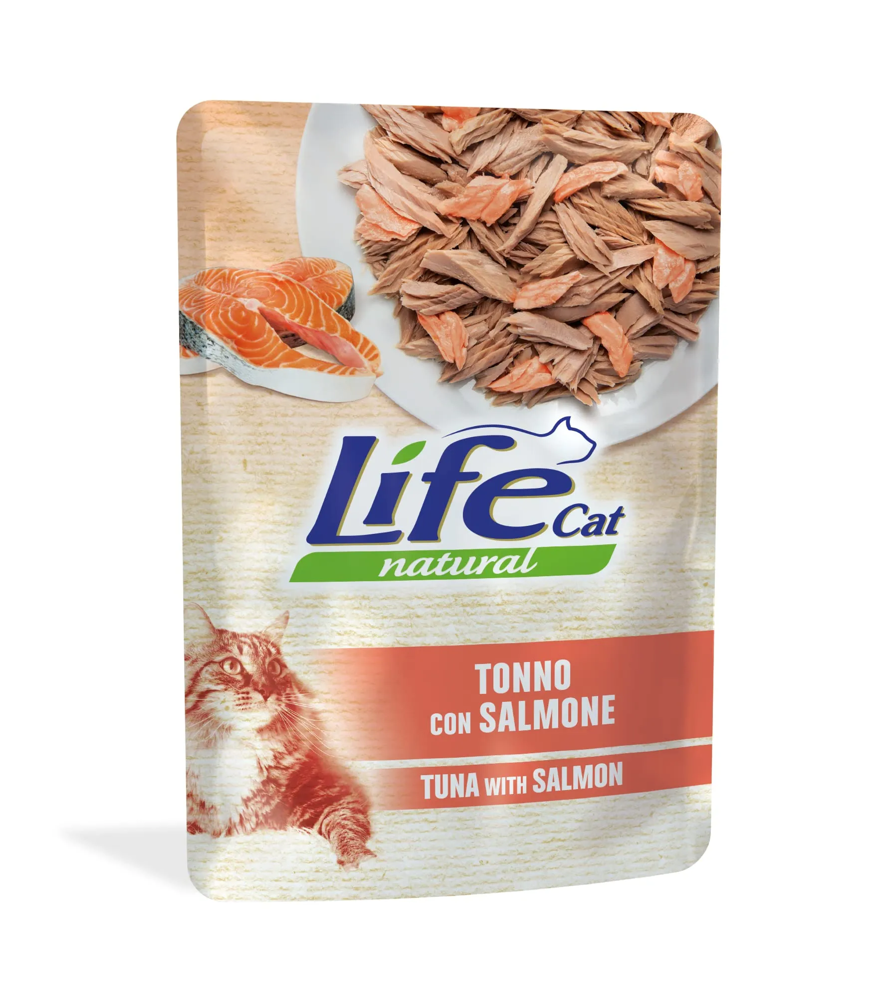 Life Natural Cibo Umido per Gatti Tonno e Salmone, 12 x 70 g - immagine 1