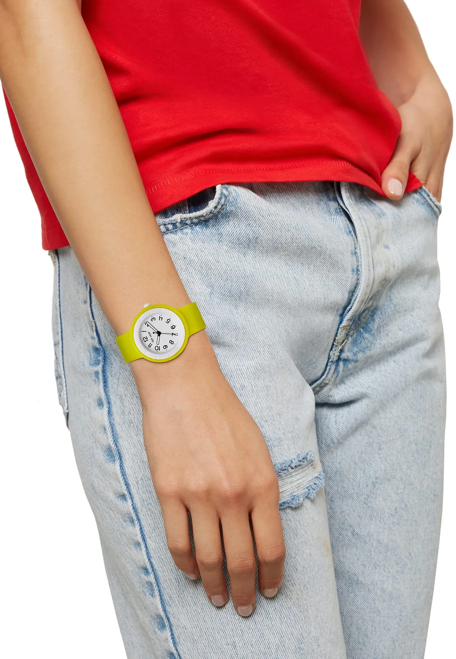 Hip Hop Hero.Dot Orologio Donna Lemonade, Cassa 34 mm, Movimento al Quarzo, Cinturino in Silicone Soft Touch Intercambiabile, Giallo - immagine 4
