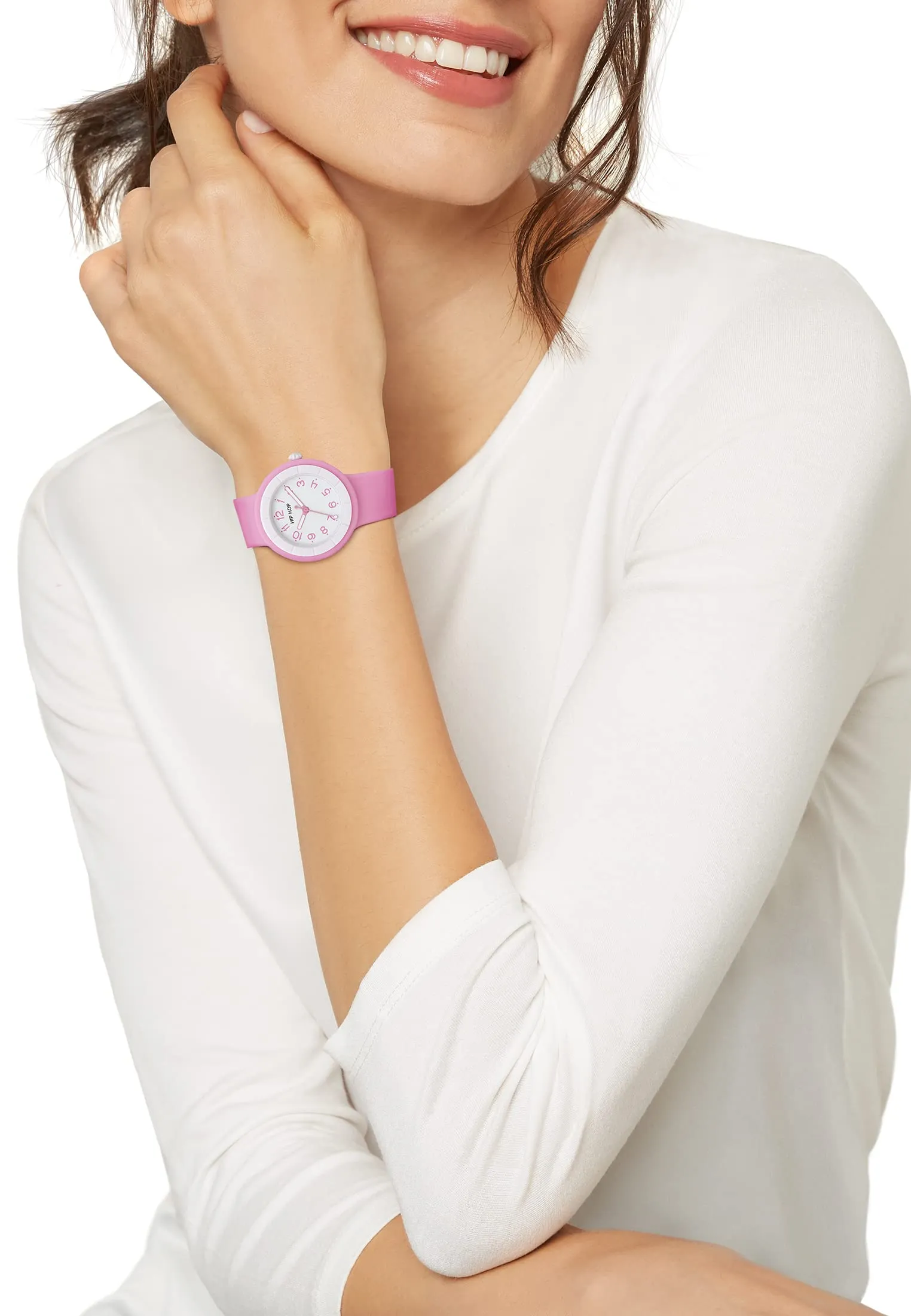 Hip Hop Hero.Dot Orologio Donna Bubble Gum, Cinturino in Silicone Intercambiabile, Cassa 34 mm, Movimento al Quarzo, Rosa - immagine 4