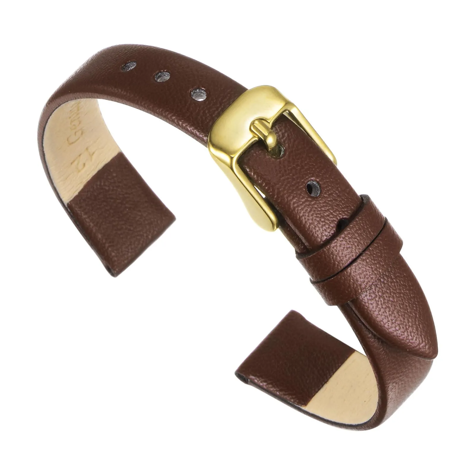 QUARKZMAN Cinturino Orologio in Vera Pelle 14mm, Marrone Scuro - immagine 1
