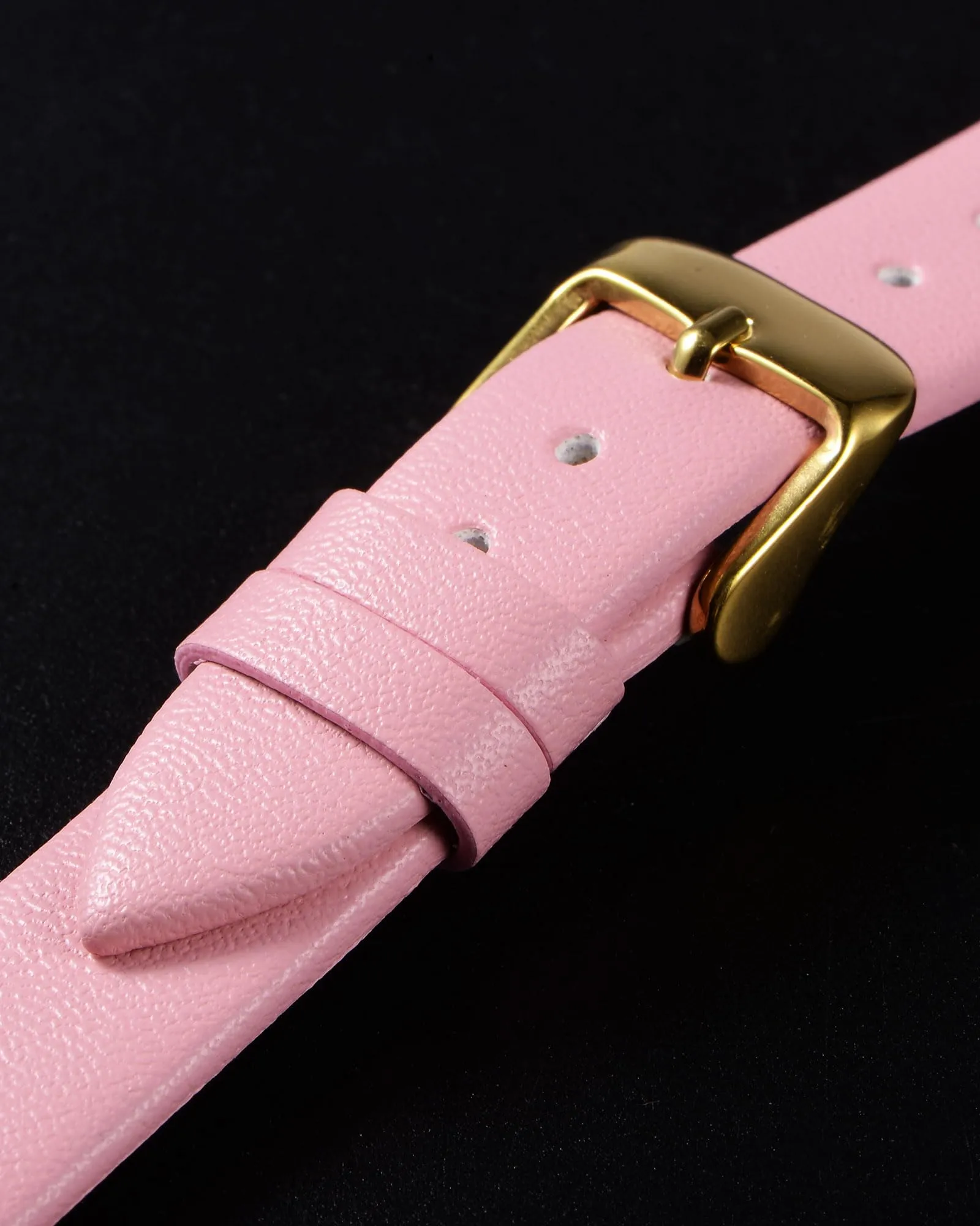 QUARKZMAN Cinturino Orologio in Vera Pelle 16mm Rosa con Fibbia Tono Oro - immagine 4