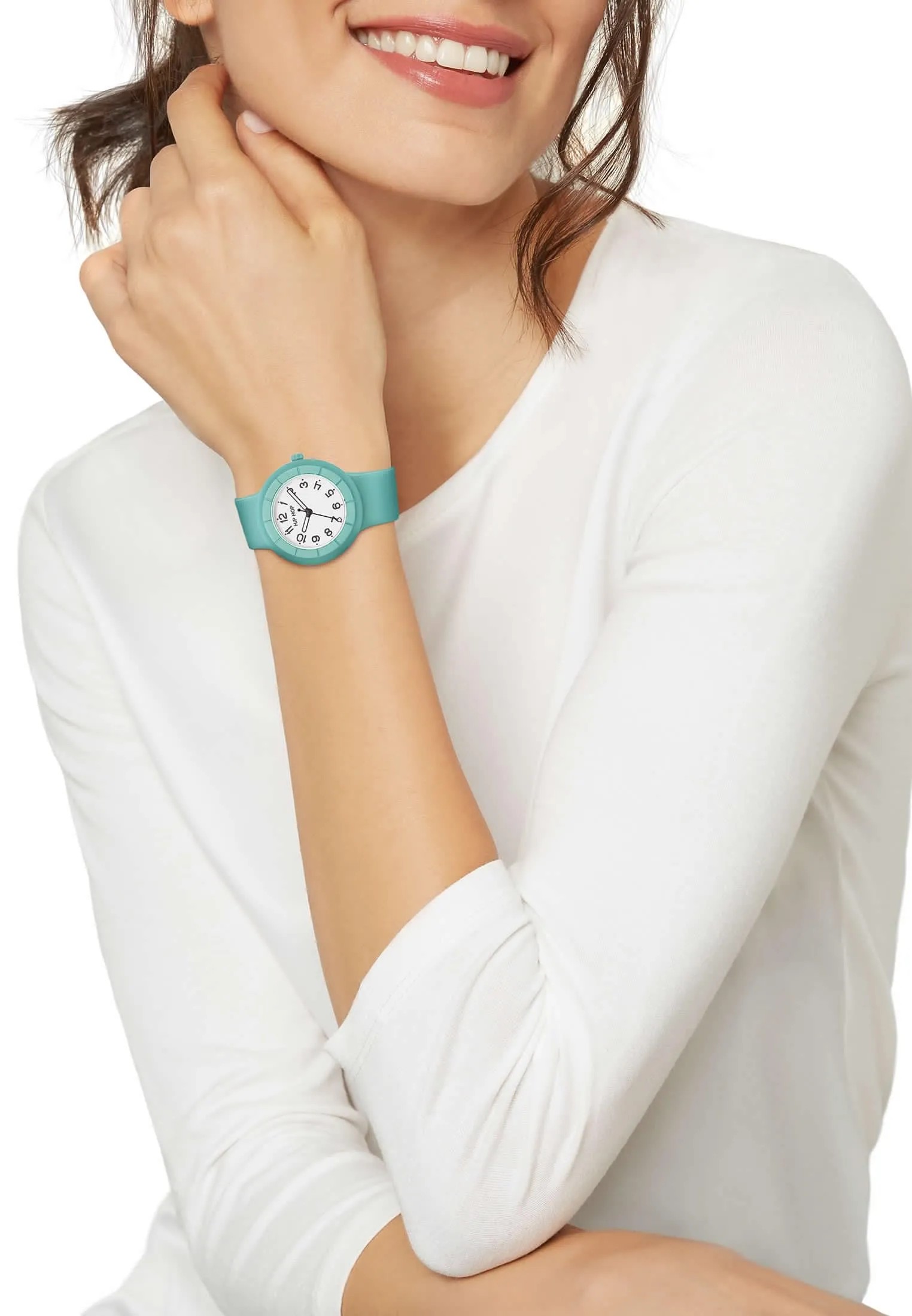 HIP HOP Hero.Dot Orologio Donna Water Wave Verde Acqua, Cassa 34 mm, Cinturino in Silicone Intercambiabile, Movimento al Quarzo - immagine 4