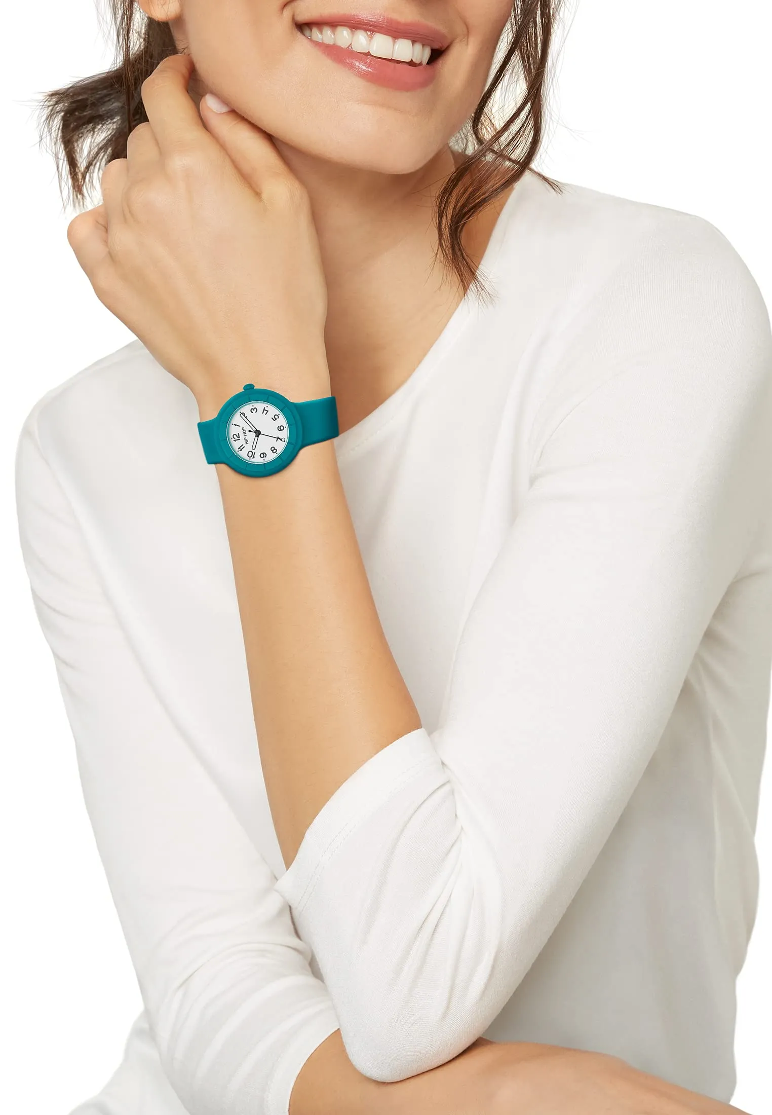 Hip Hop Hero.Dot Orologio Donna Peacock, Cassa 34mm, Cinturino in Silicone Intercambiabile, Verde Petrolio - immagine 5