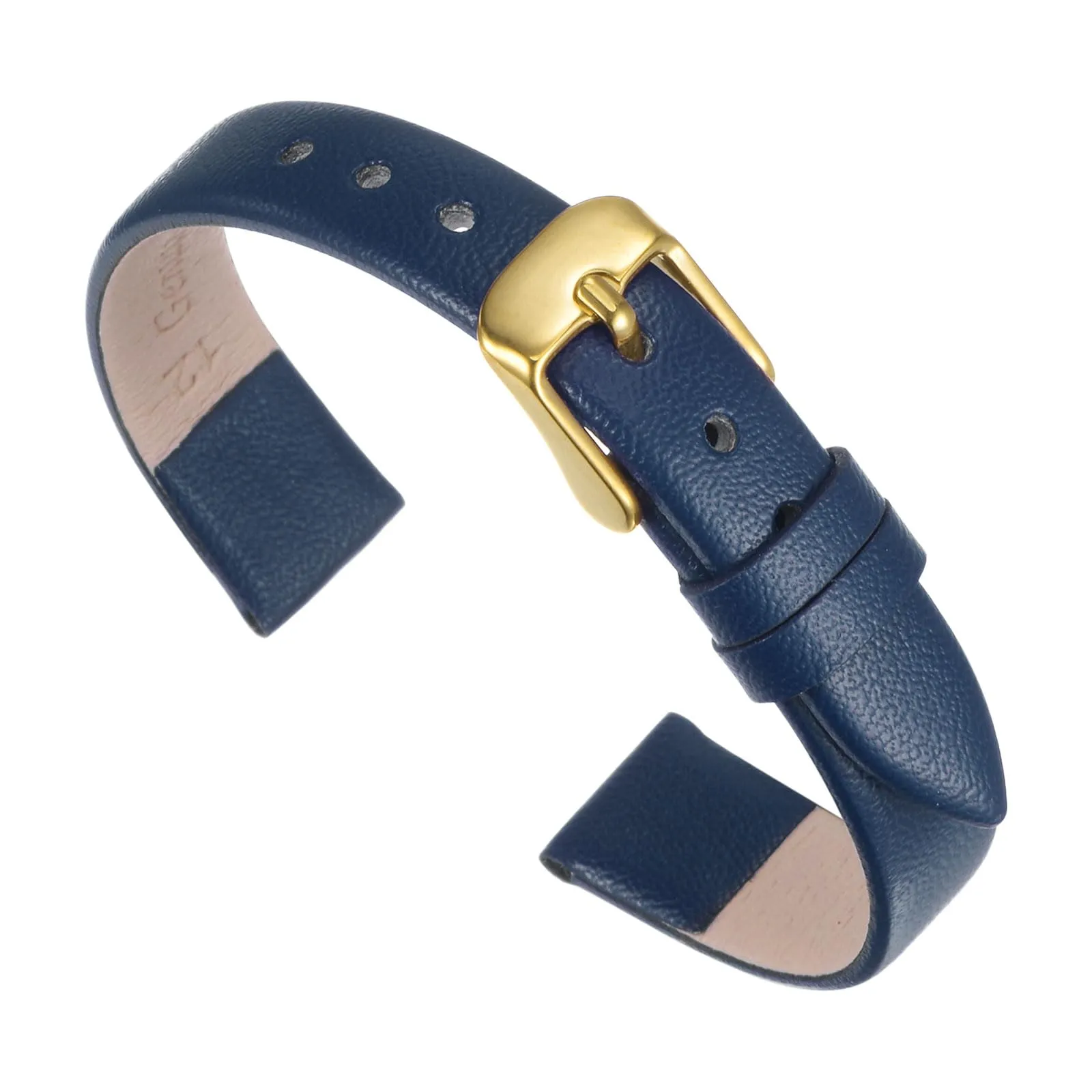 QUARKZMAN Cinturino Orologio in Vera Pelle 14mm, Fibbia Tono Dorato, Blu Scuro - immagine 1