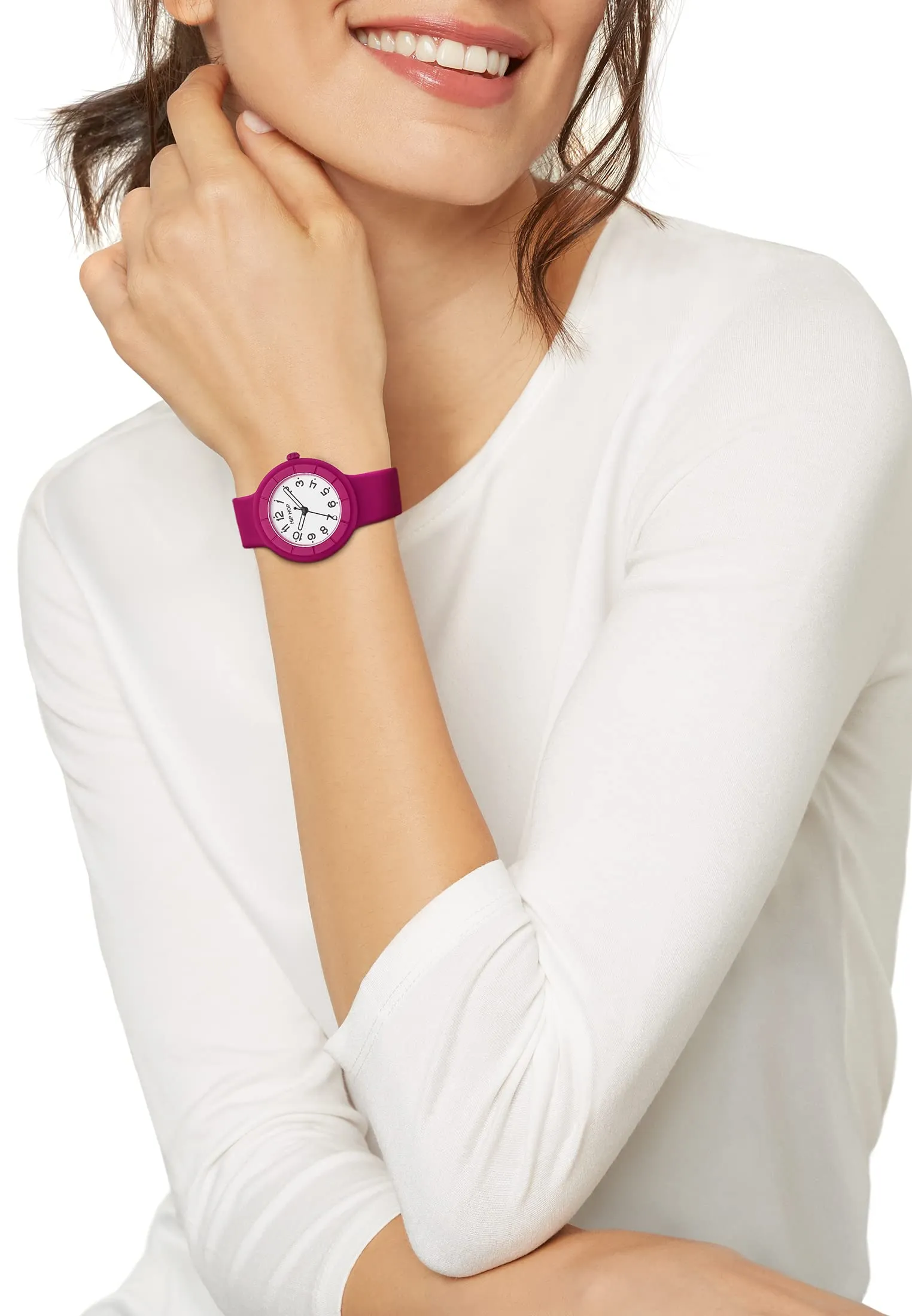 HIP HOP Hero.Dot Orologio Donna Pink Flamengo, Cinturino in Silicone Intercambiabile, Cassa 34 mm, Movimento al Quarzo, Color Fucsia - immagine 5