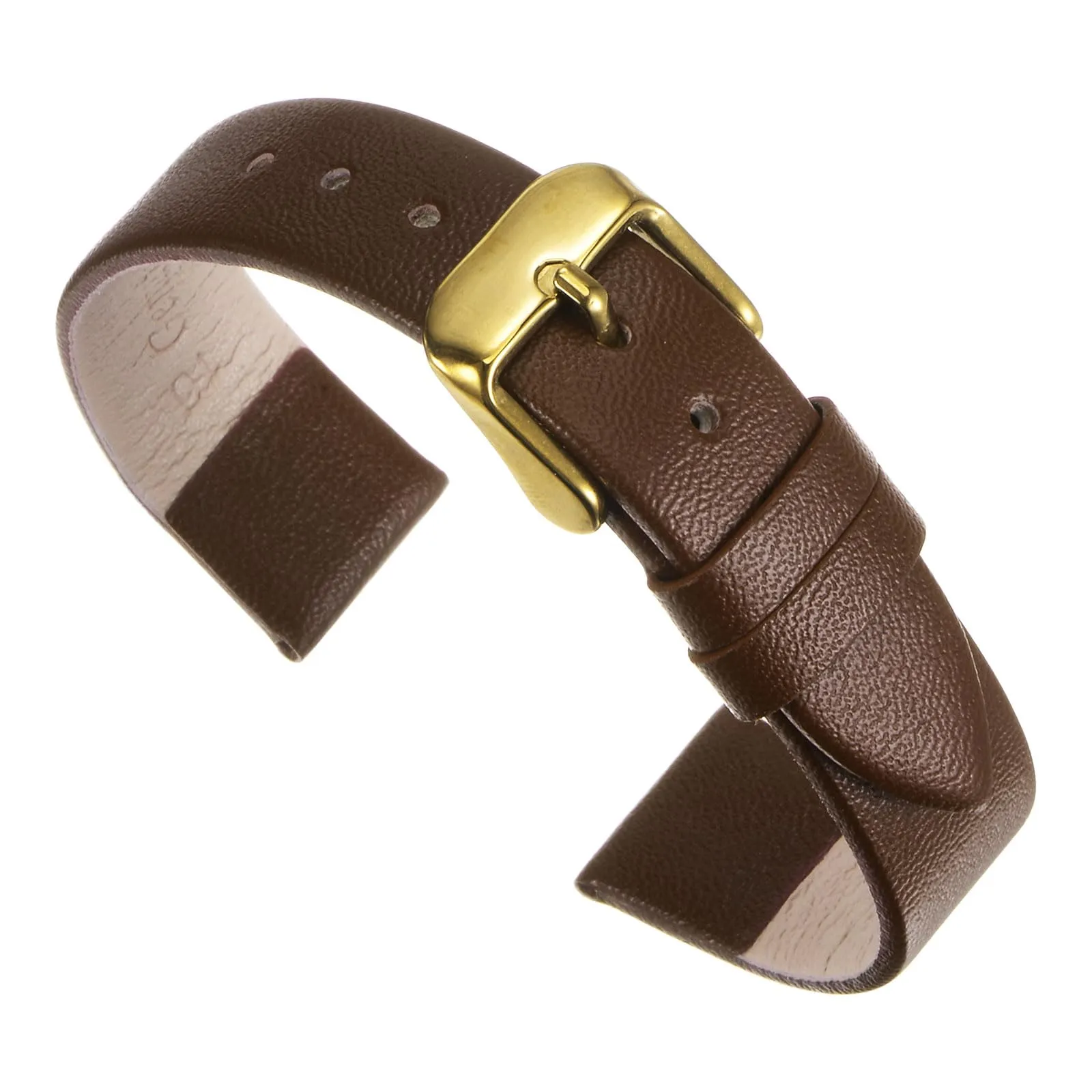 QUARKZMAN Cinturino Orologio in Vera Pelle 20mm Marrone Scuro con Fibbia Tono Dorato - immagine 1