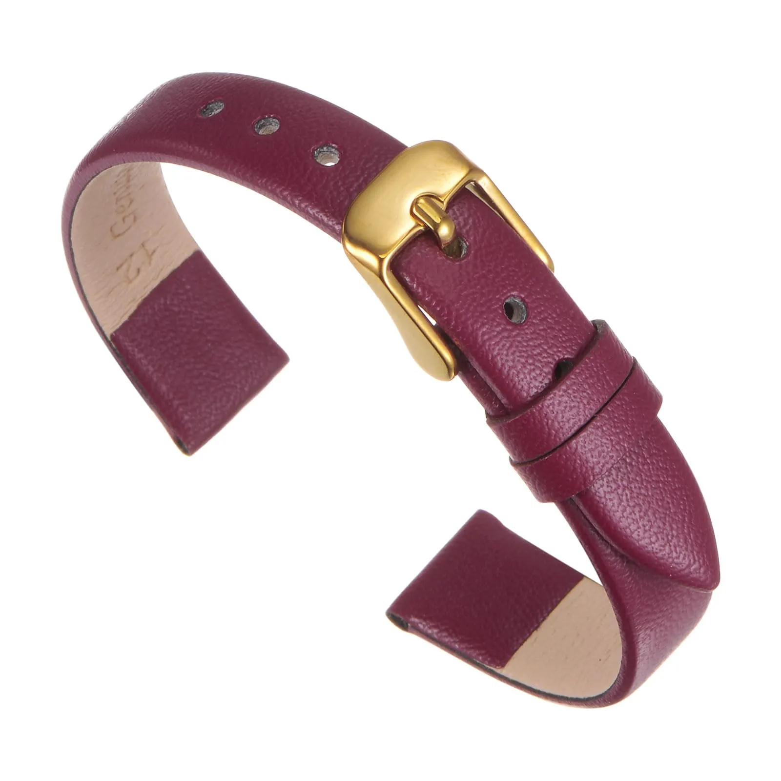 QUARKZMAN Cinturino Orologio in Vera Pelle 14mm, Viola con Fibbia Tono Oro - immagine 1