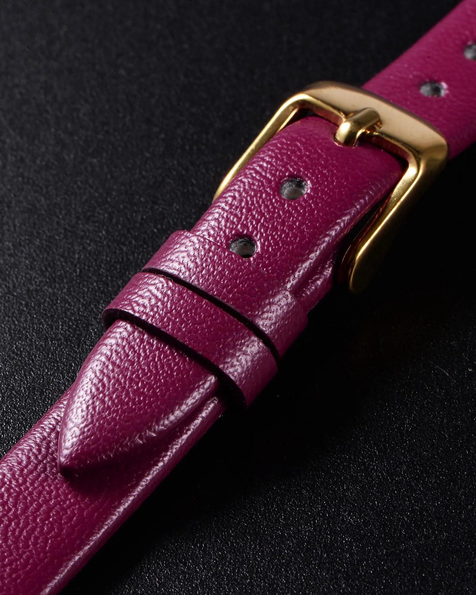 QUARKZMAN Cinturino Orologio in Vera Pelle 14mm, Viola con Fibbia Tono Oro - immagine 4