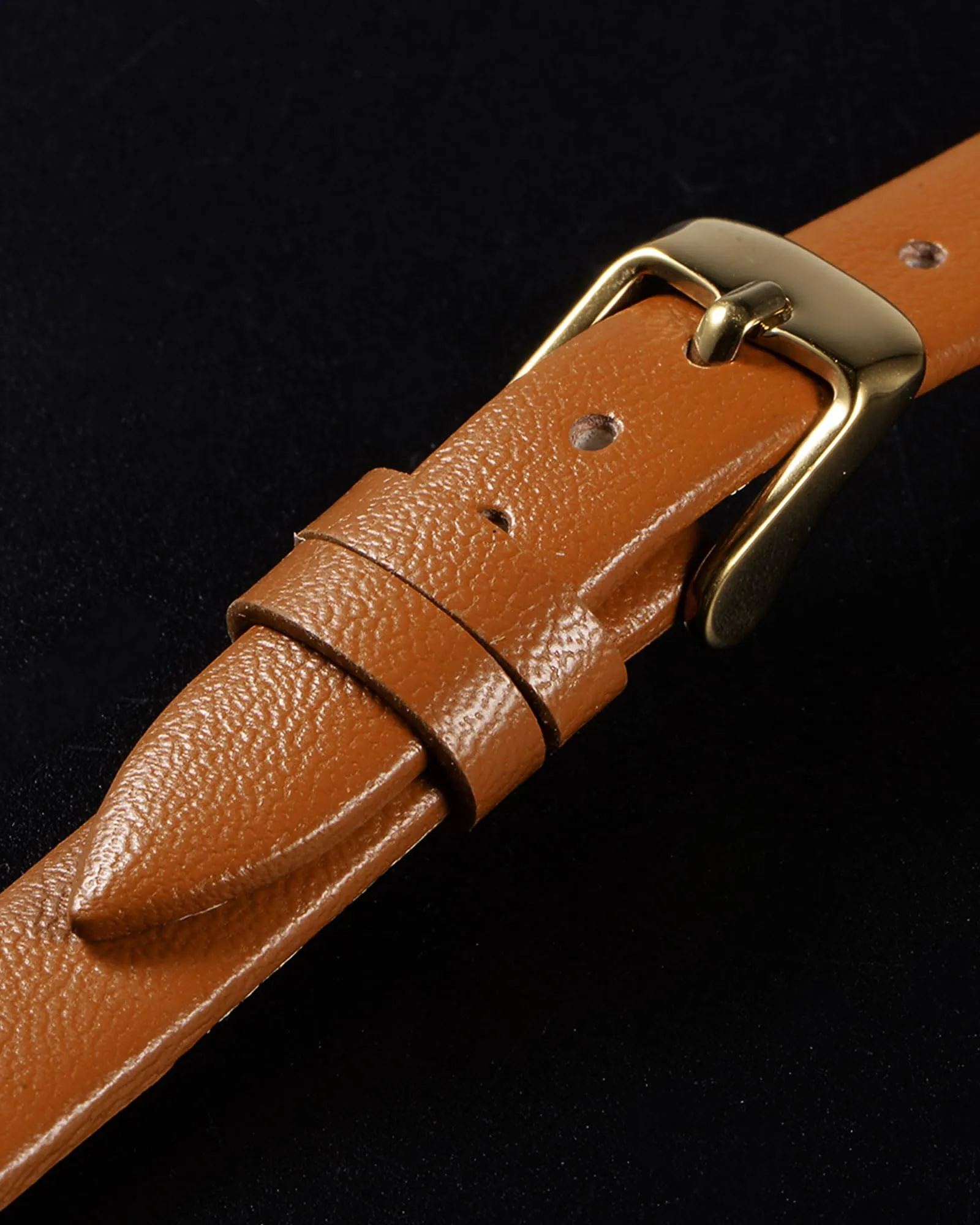 QUARKZMAN Cinturino Orologio in Vera Pelle 12mm, Fibbia Tono Dorato, Marrone - immagine 4