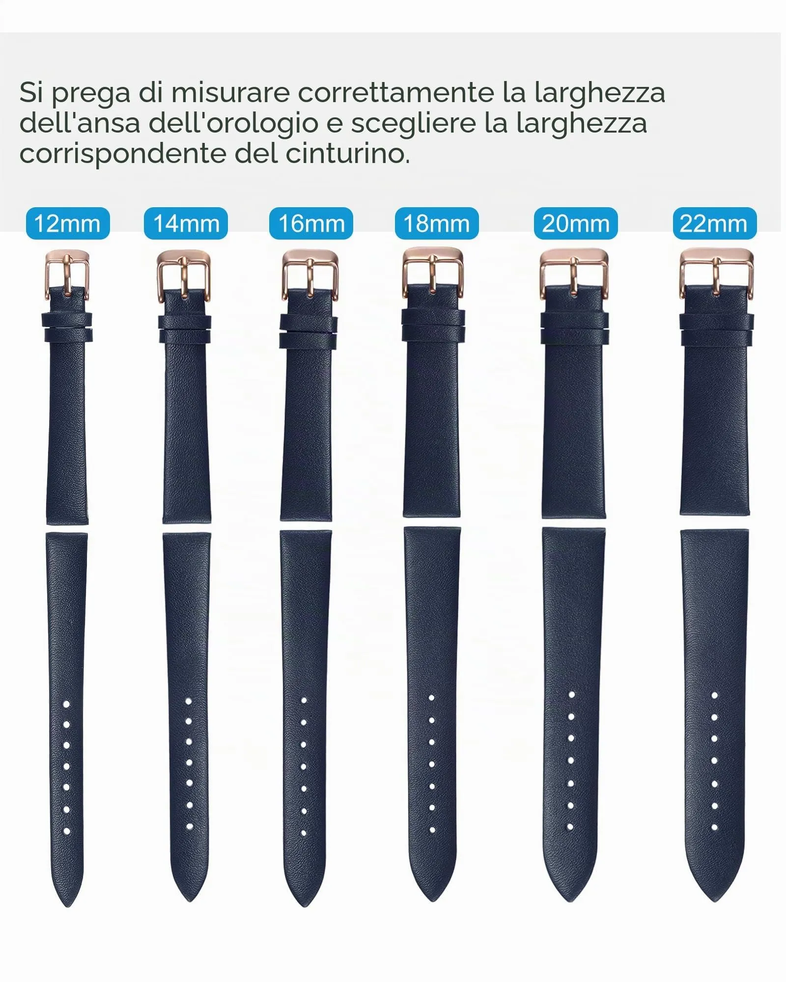 QUARKZMAN Cinturino Orologio in Vera Pelle Blu Scuro 18mm - immagine 2