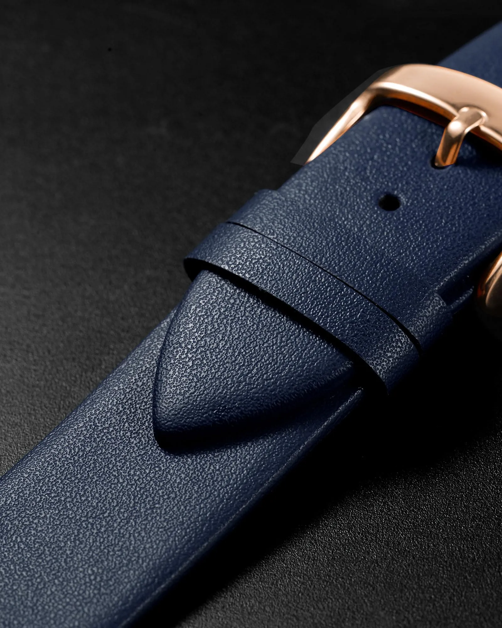 QUARKZMAN Cinturino Orologio in Vera Pelle Blu Scuro 18mm - immagine 4