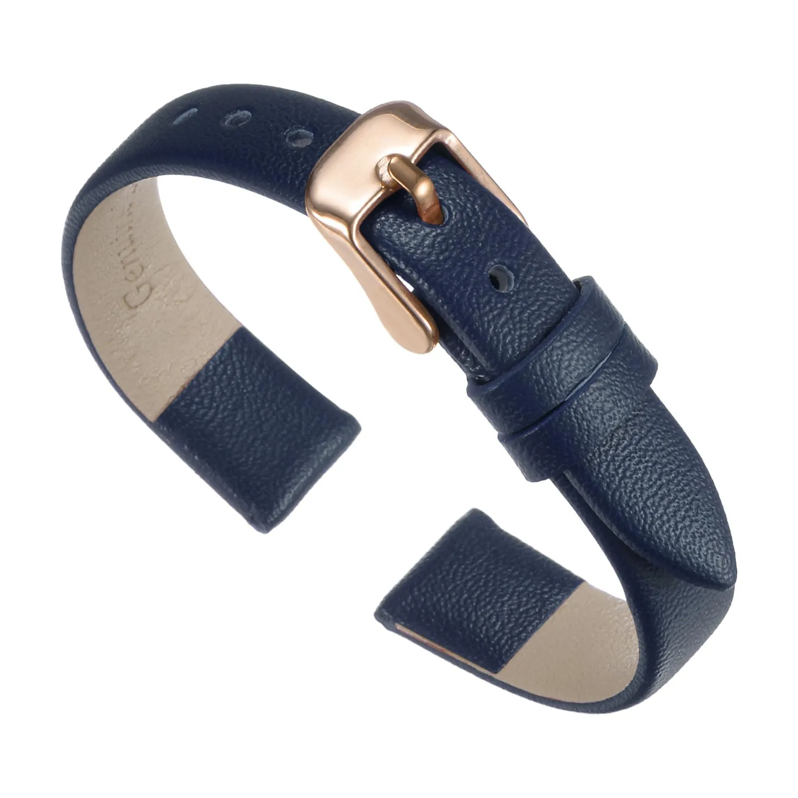 QUARKZMAN Cinturino 16mm Blu Scuro con Fibbia in Oro Rosa - immagine 1