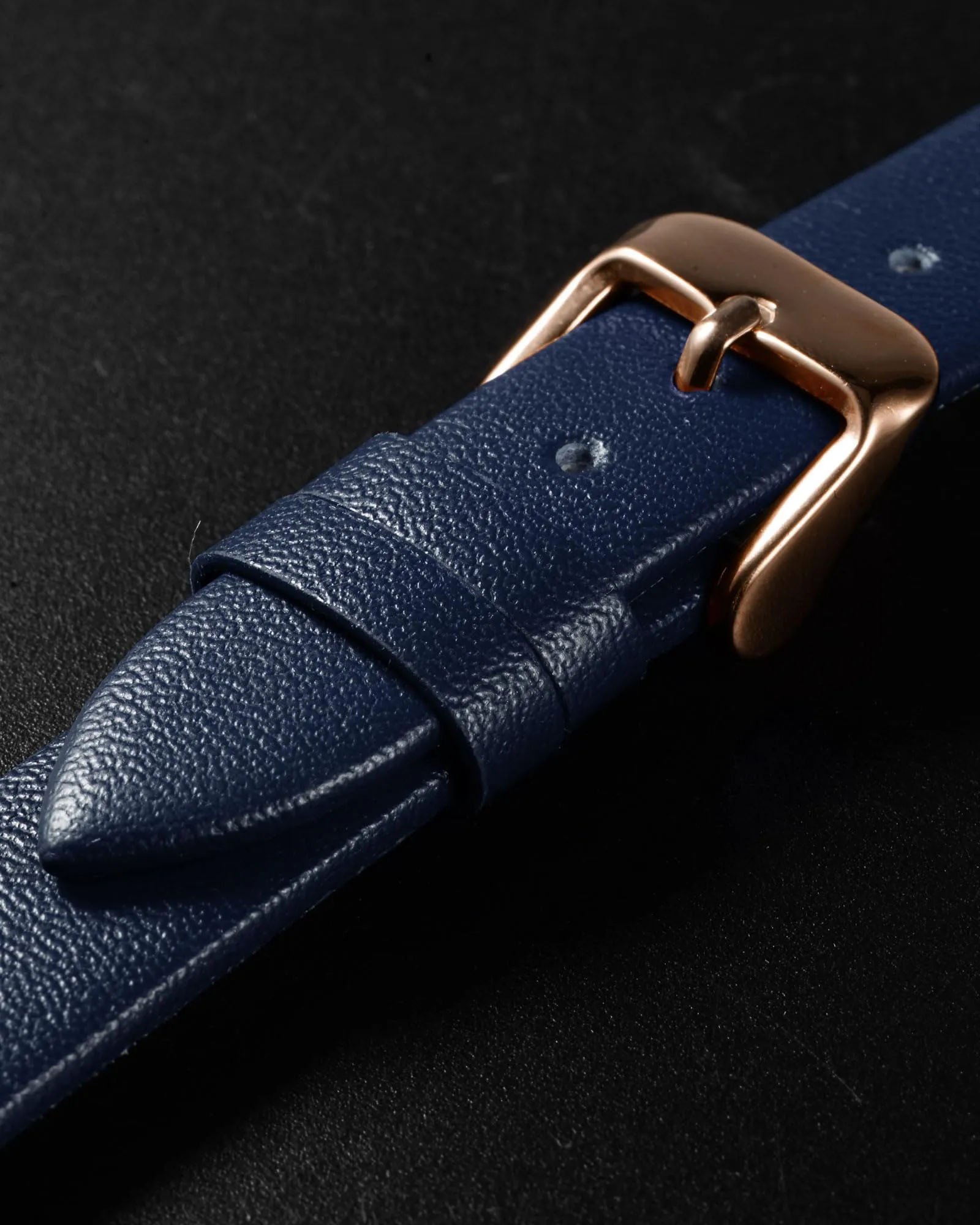 QUARKZMAN Cinturino 16mm Blu Scuro con Fibbia in Oro Rosa - immagine 4