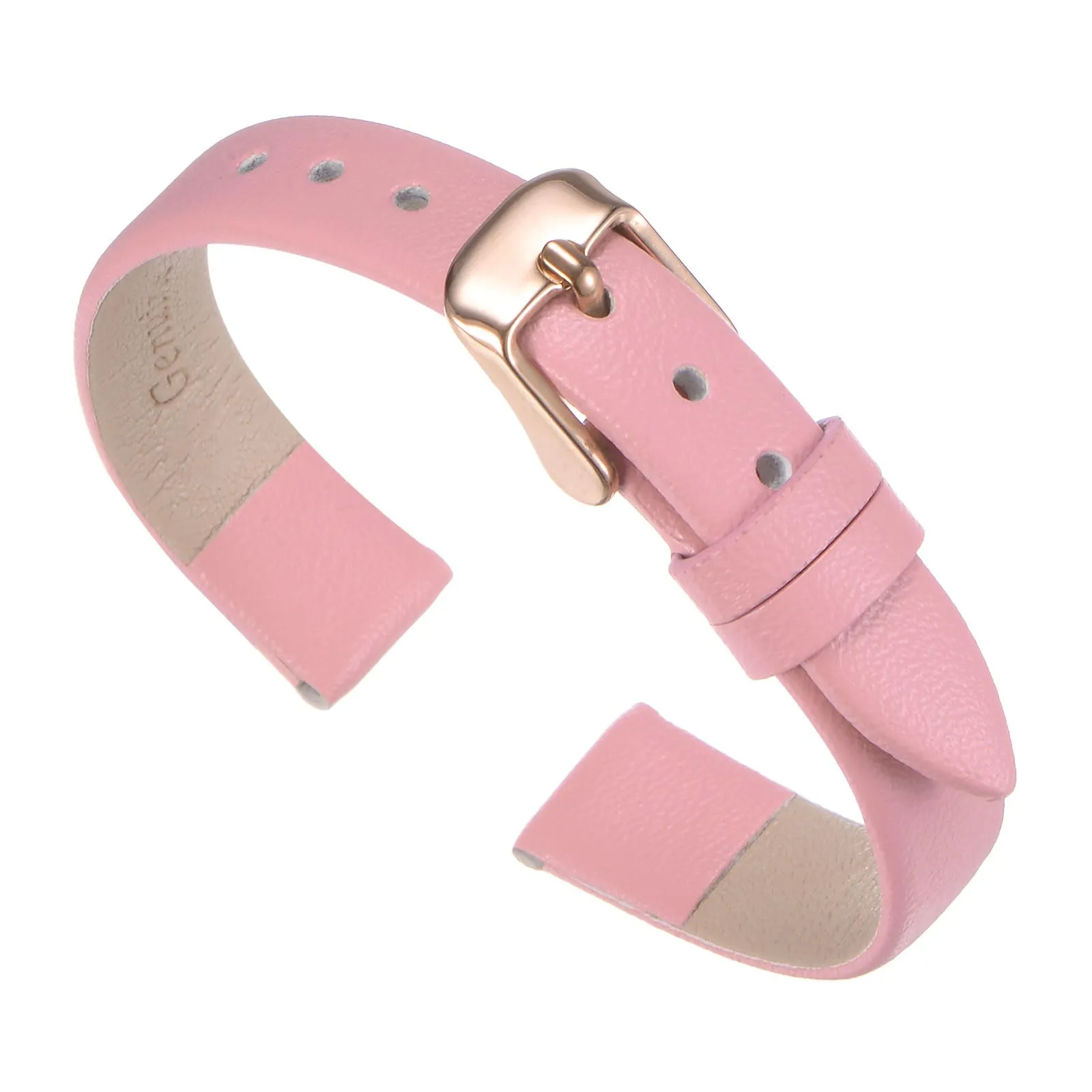 QUARKZMAN Cinturino Orologio in Vera Pelle Rosa 12mm - immagine 1