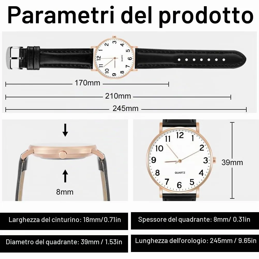 OFFCUP Orologio da Uomo al Quarzo Analogico Classico, Quadrante Oro Rosa - immagine 2